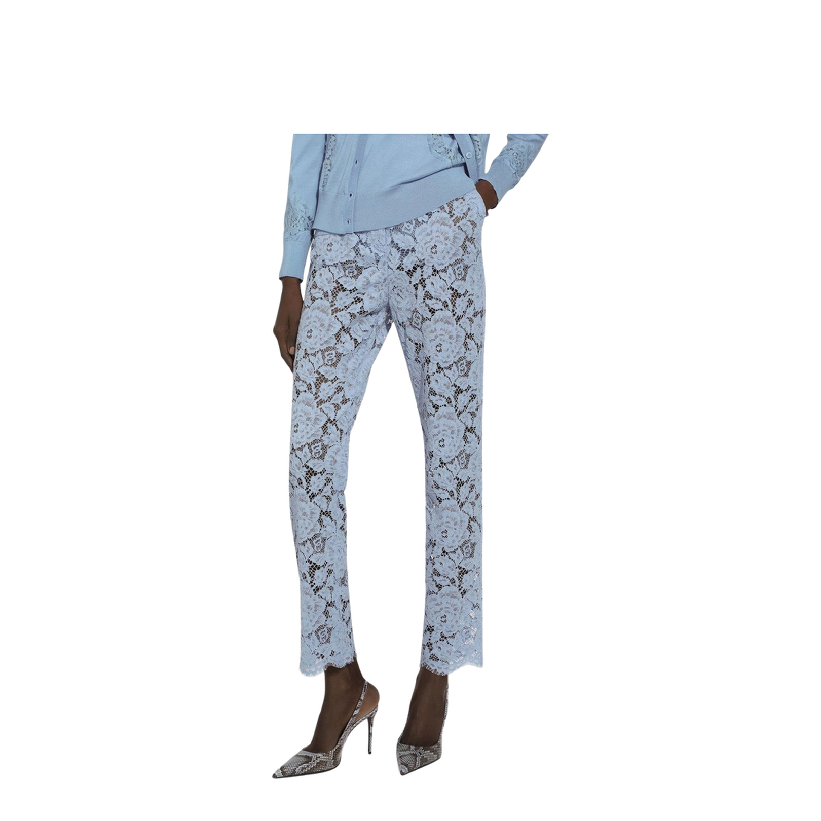Tailored Floral Cordonetto Lace Pants