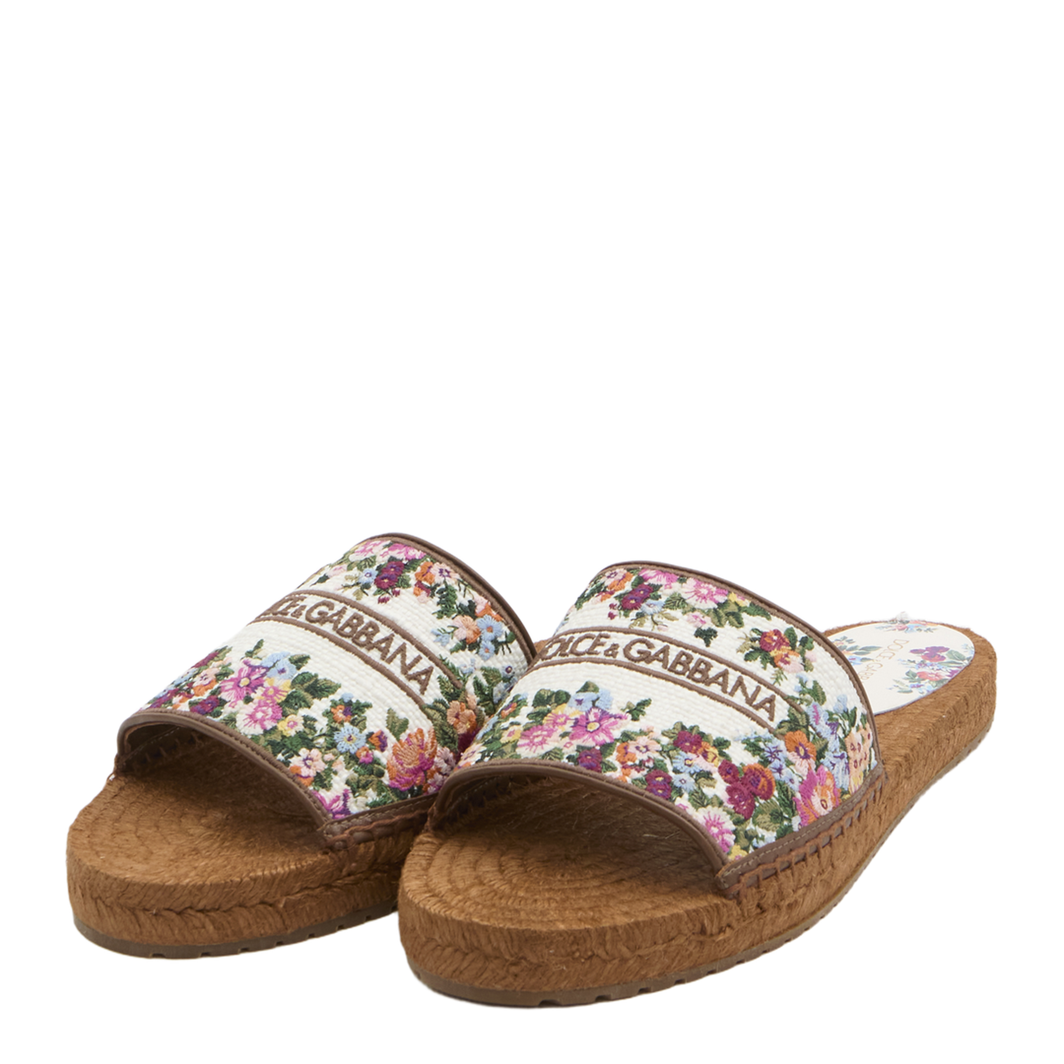 Embroidered Floral Espadrilla Slides