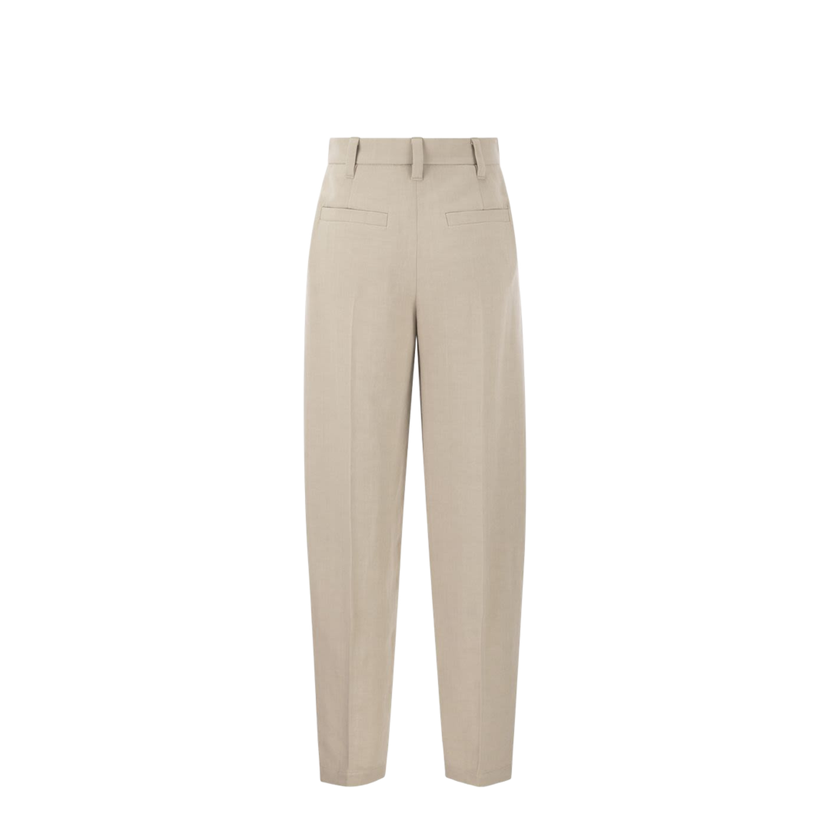 Curved Viscose and Linen Trousers