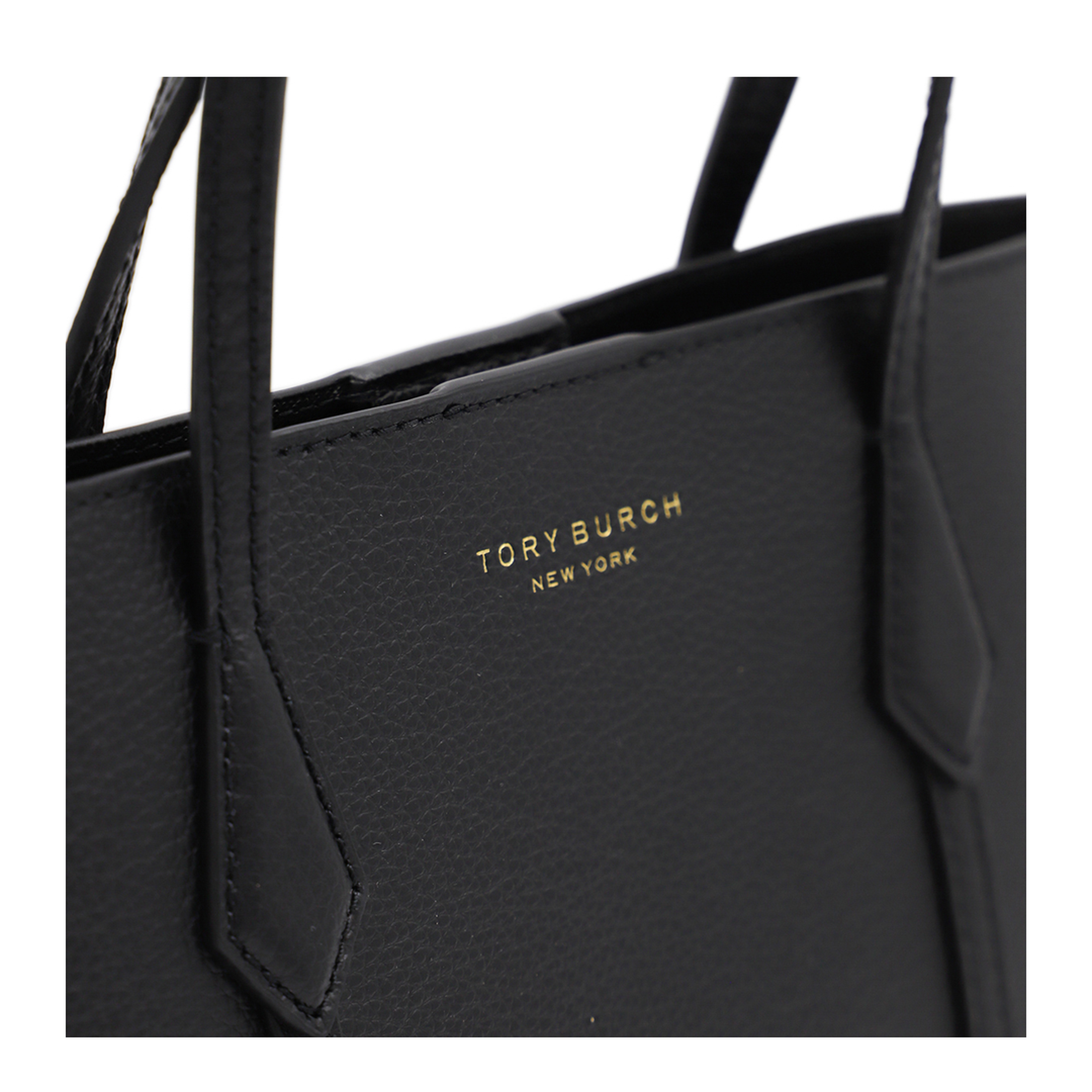 Perry Small Grained Leather Tote - Black
