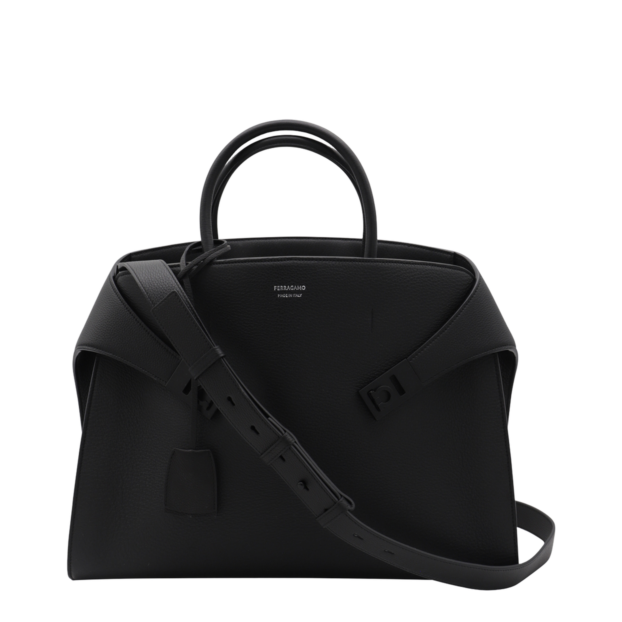 Black Leather Top Handle Bag