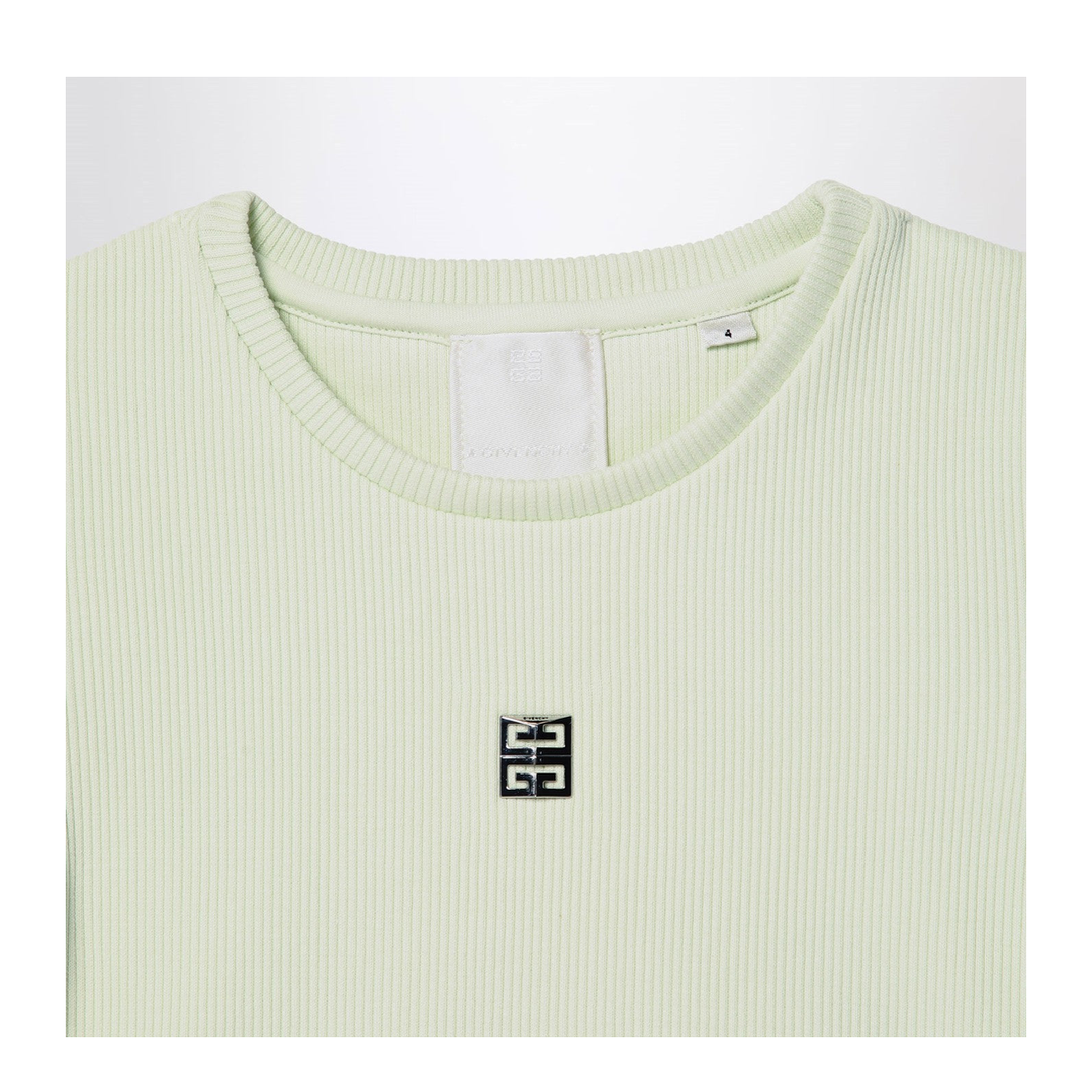 Light Green Ribbed Cropped T-Shirt