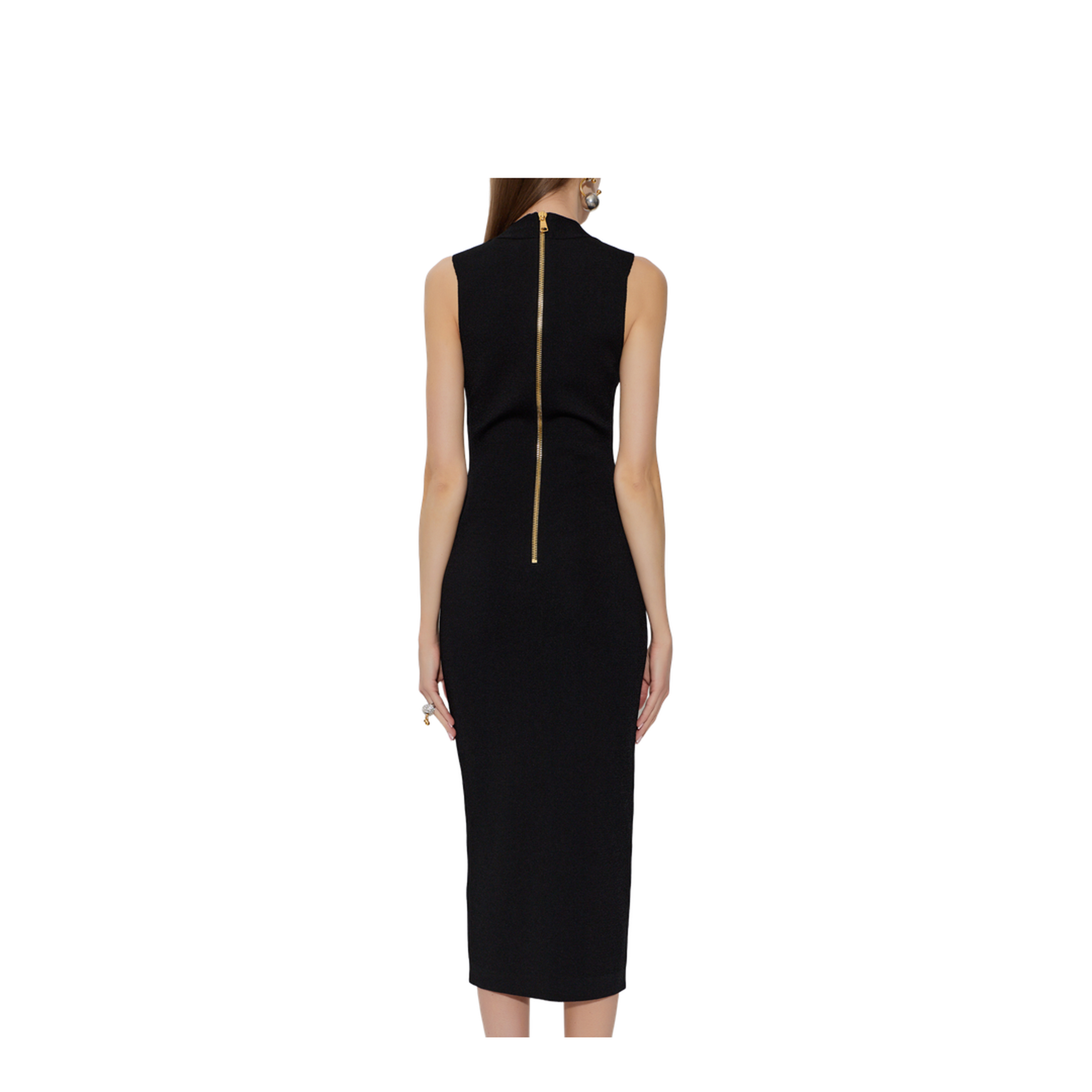 Deep V-Neckline Dress Black