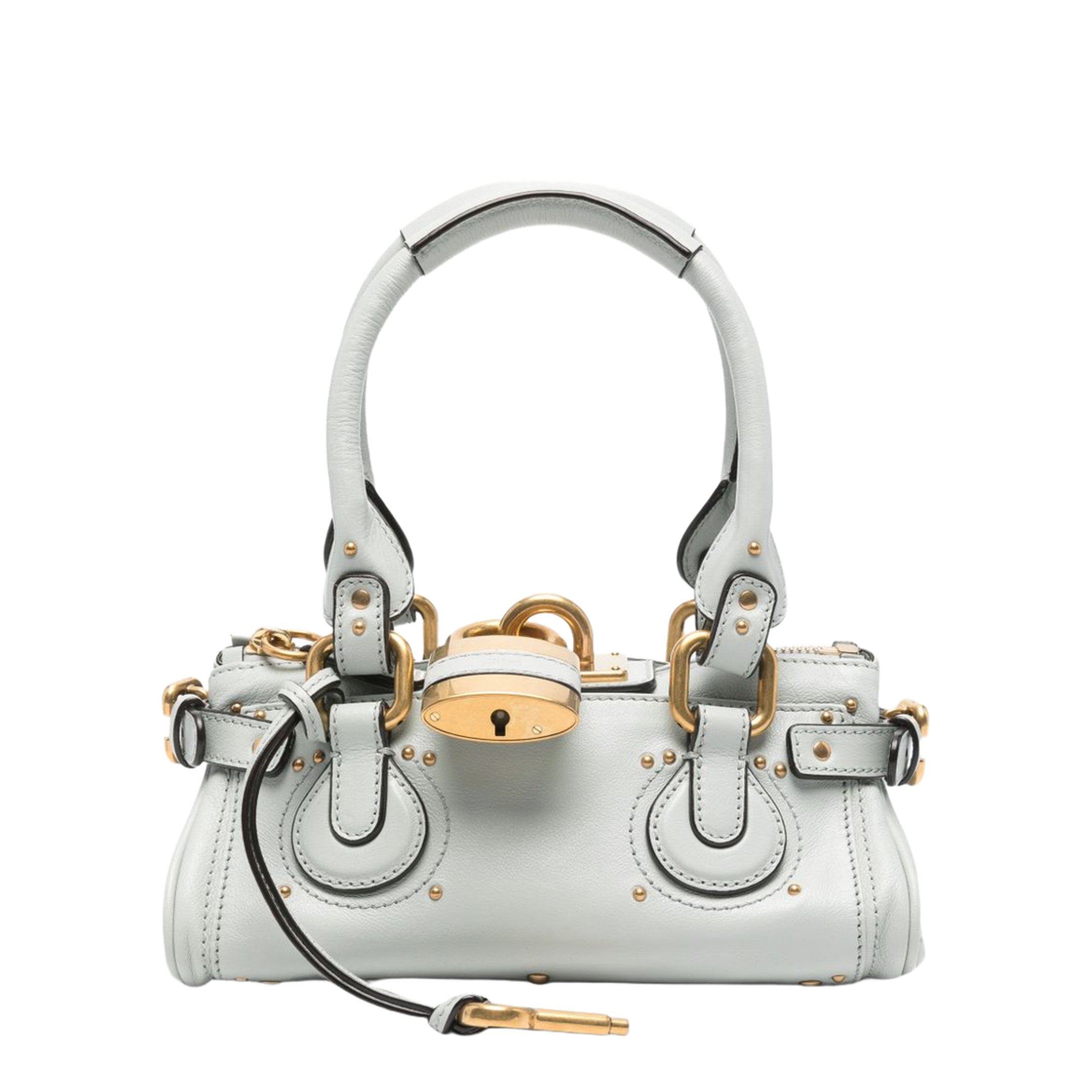 Paddington Small Buffalo Leather Shoulder Bag - Aqua Grey