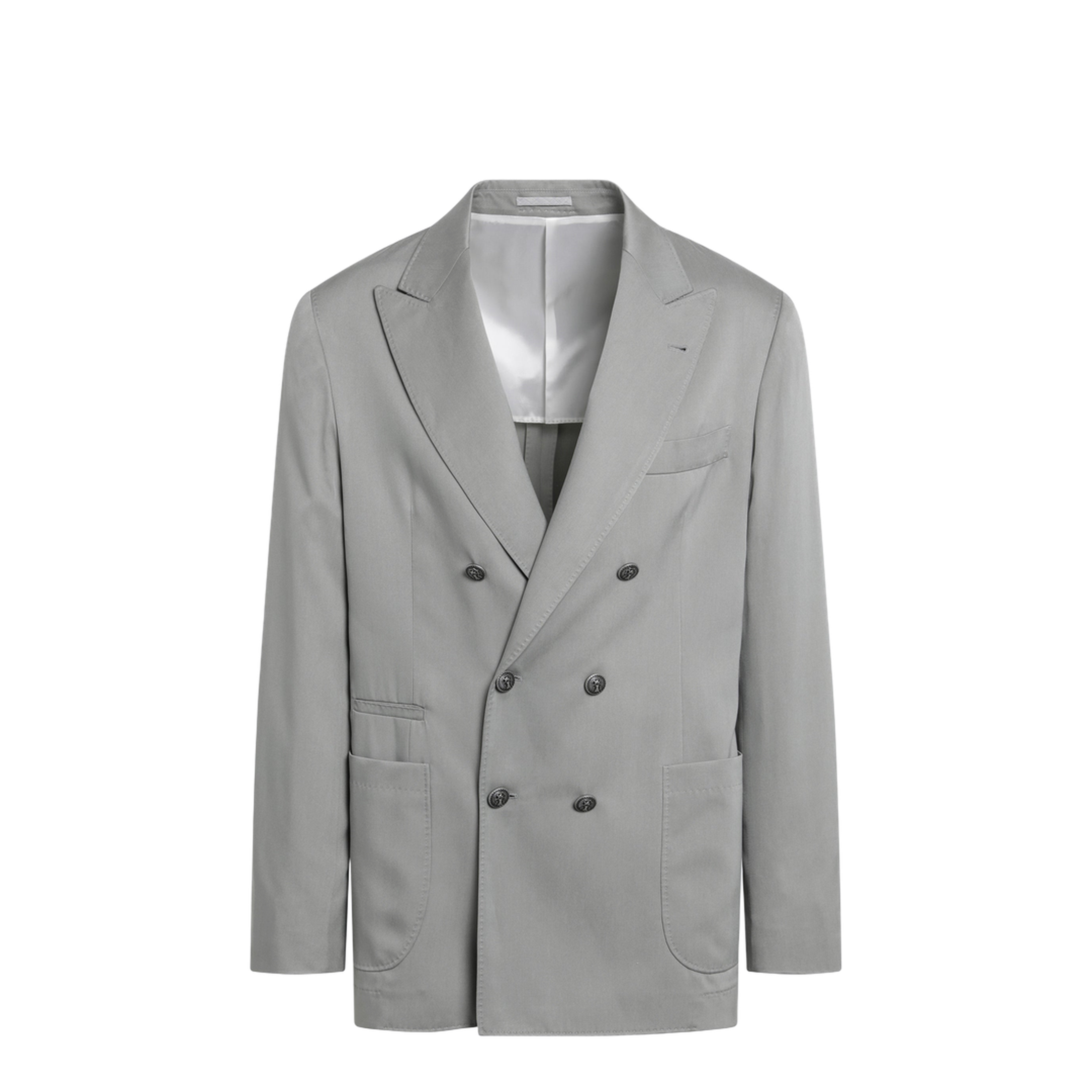 MAYFEYR - Brunello Cucinelli - Double-Breasted Silk Blazer In Khaki - MB4127BBDKSIC1040