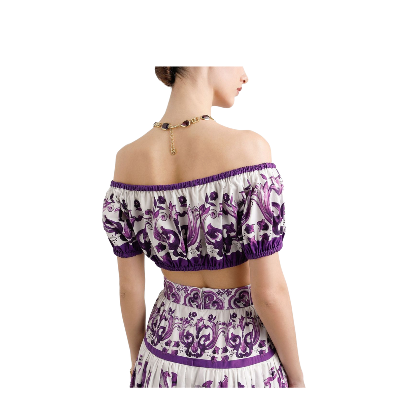 Majolica-print poplin top