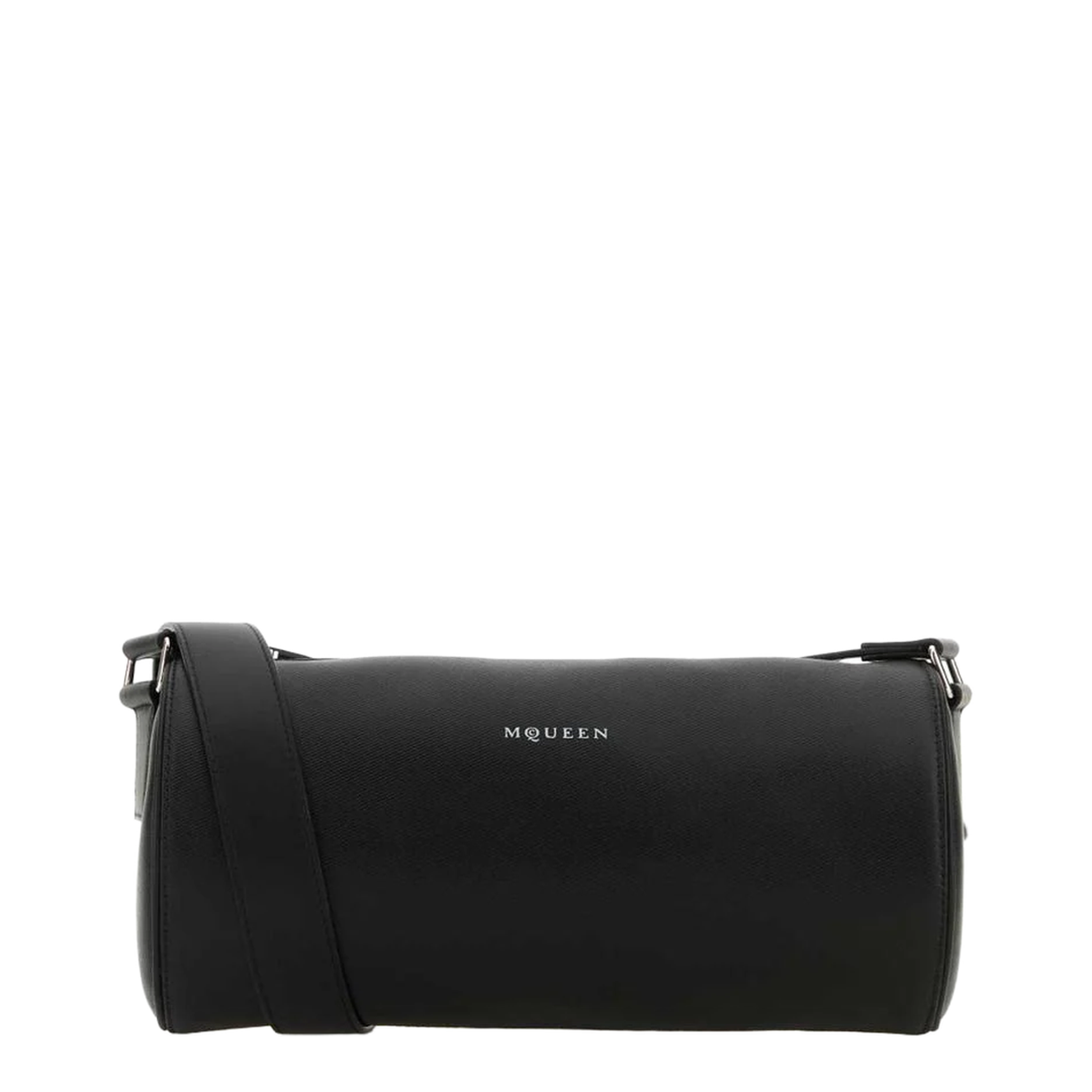 Black Leather McQueen Roller Crossbody Bag