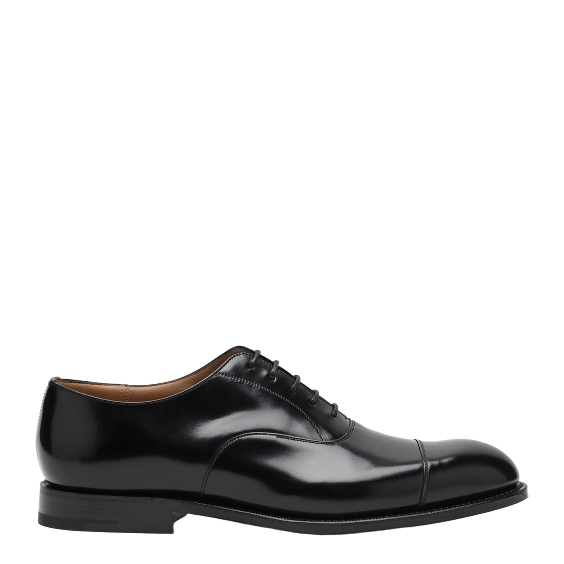 Black Smooth Leather Lace-Up Shoes