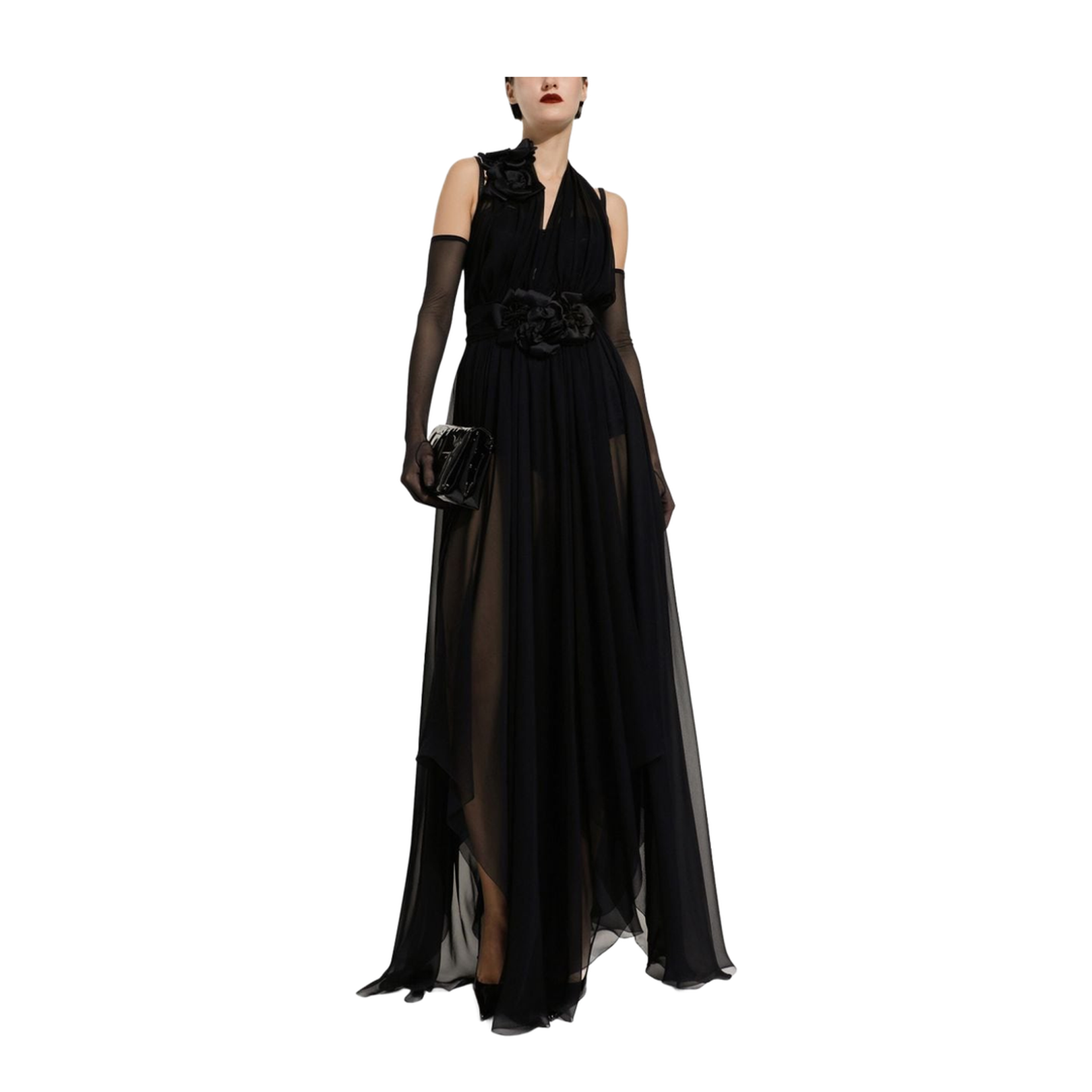 Elegant Floral Detail Pleated Dress