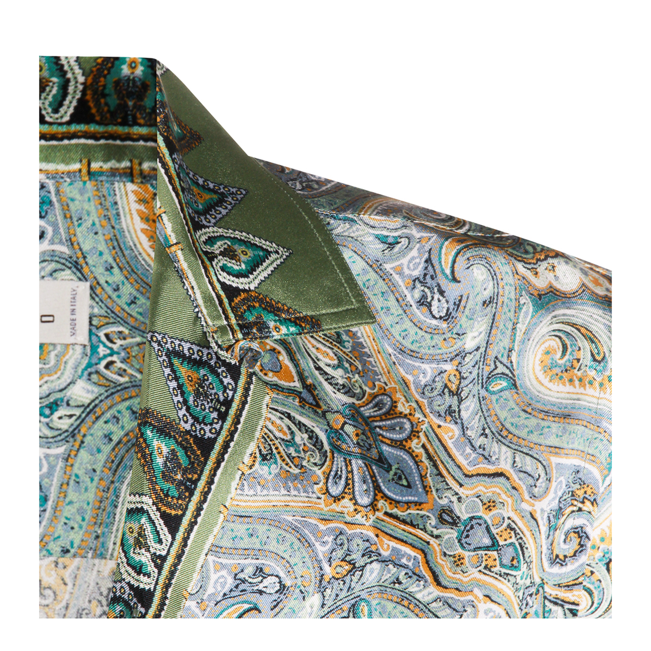 Placed Pocket-Square Silk Bowling Shirt Green