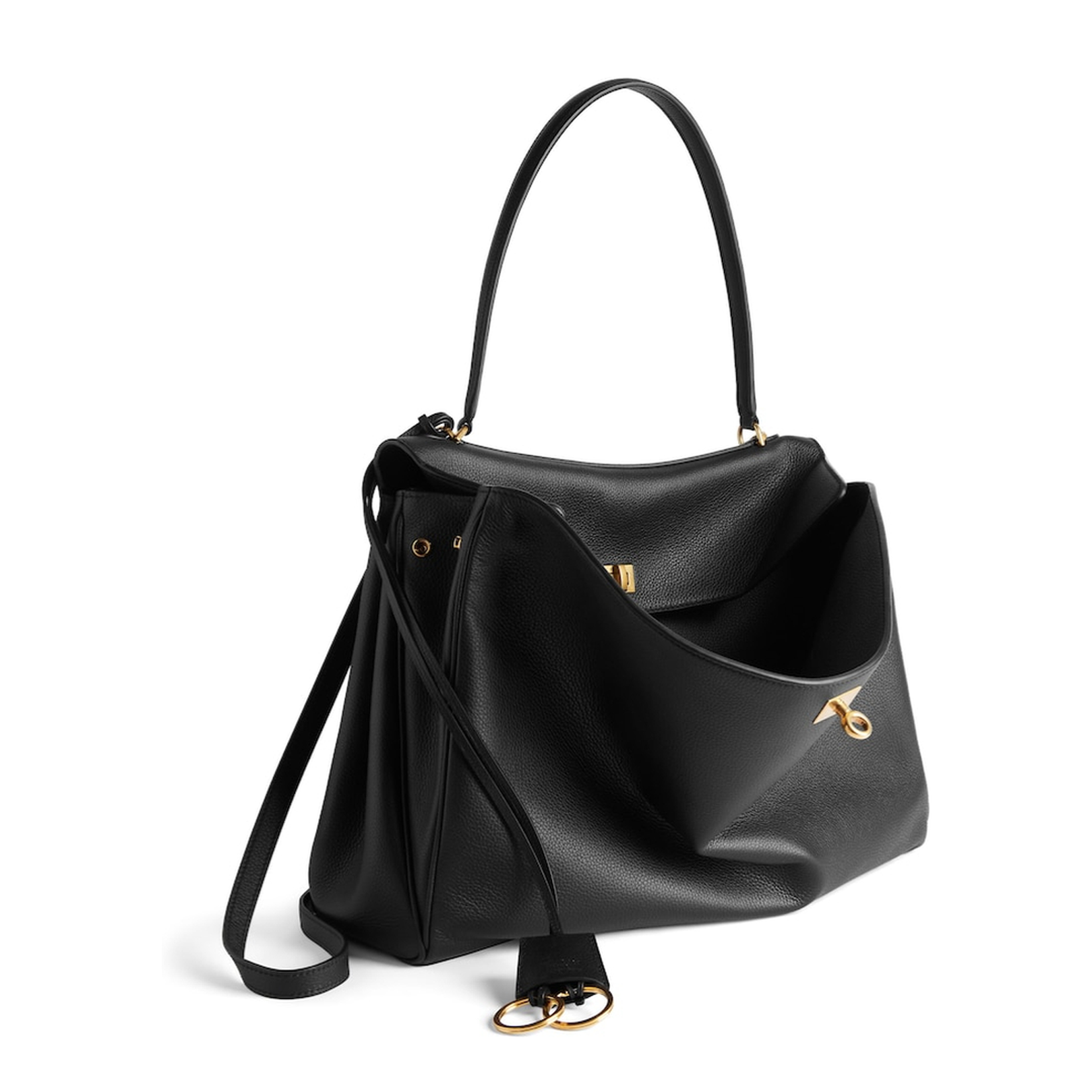 Women's Rodeo Handbag Large Grained Calfskin in Black