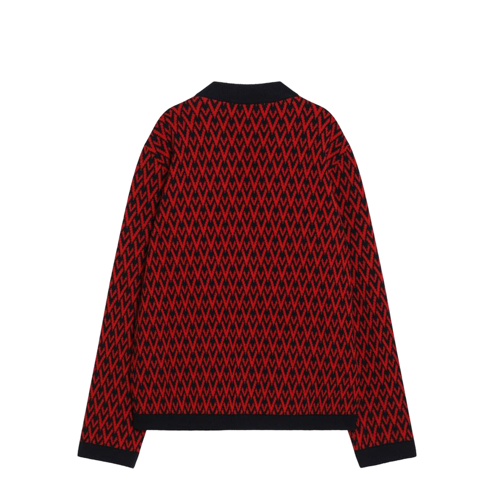 Jacquard Patterned Cardigan Toute La V Red/Navy