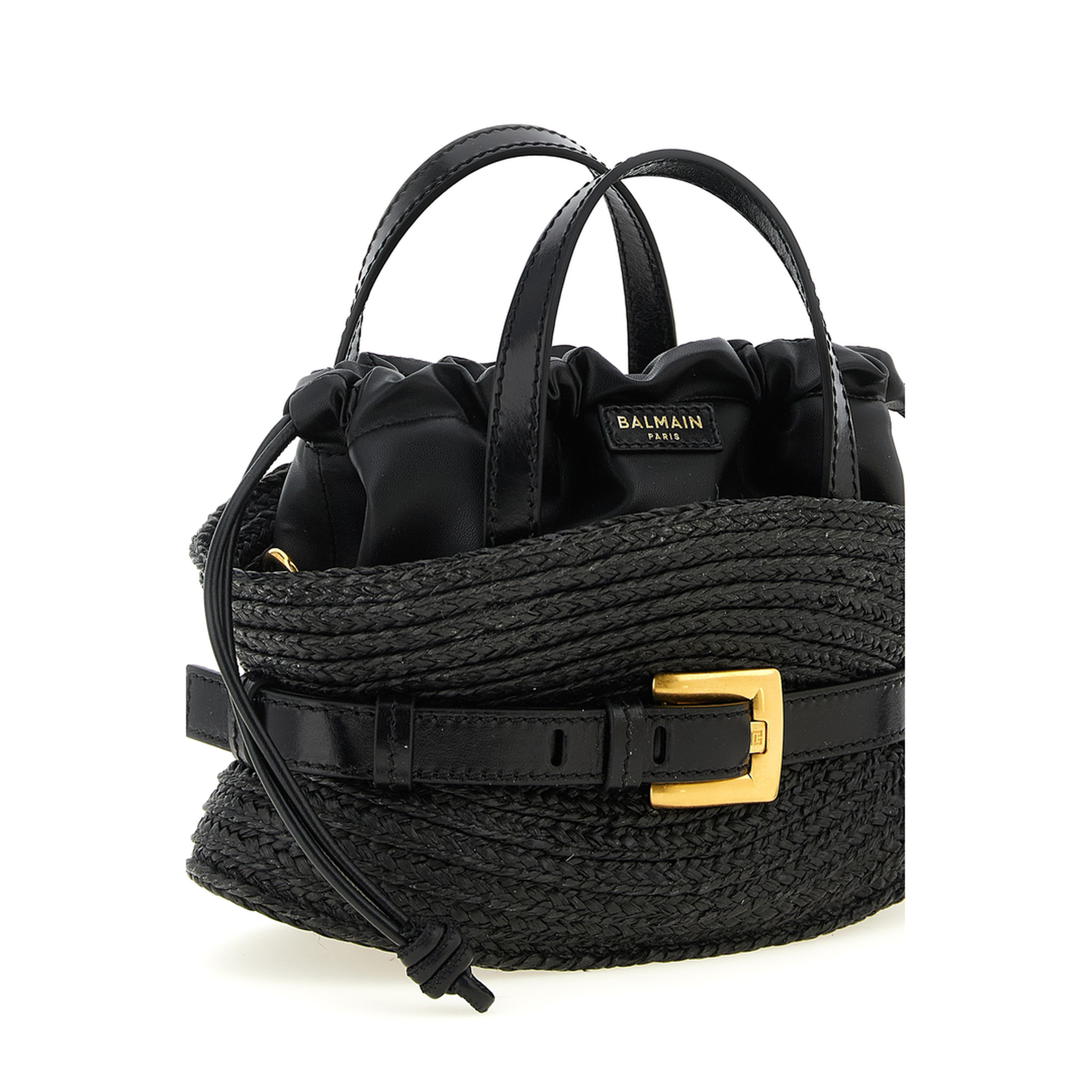 Shuffle Mini Bag in Calfskin and Raffia