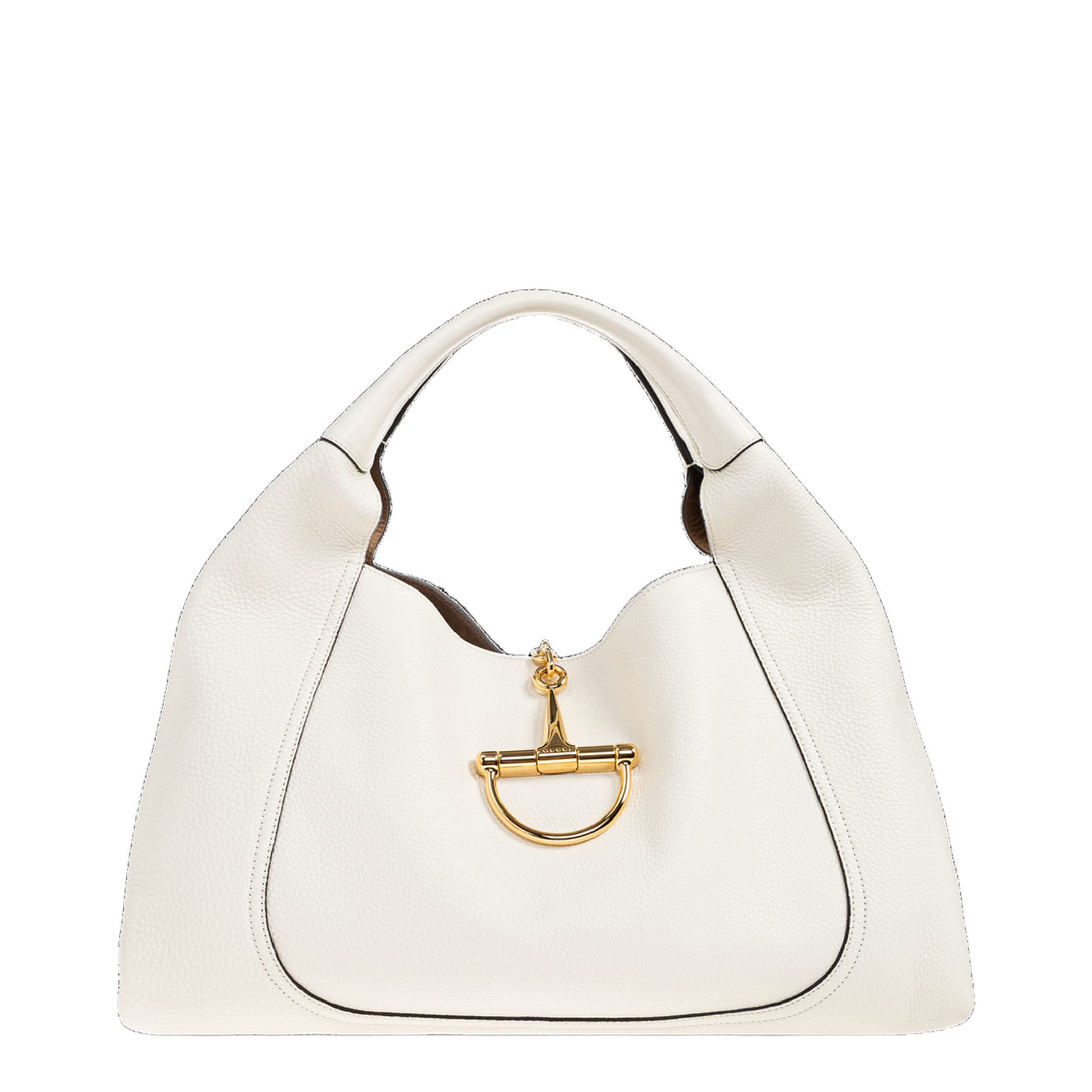 Softbit Maxi Grainy Leather Shoulder Bag - White
