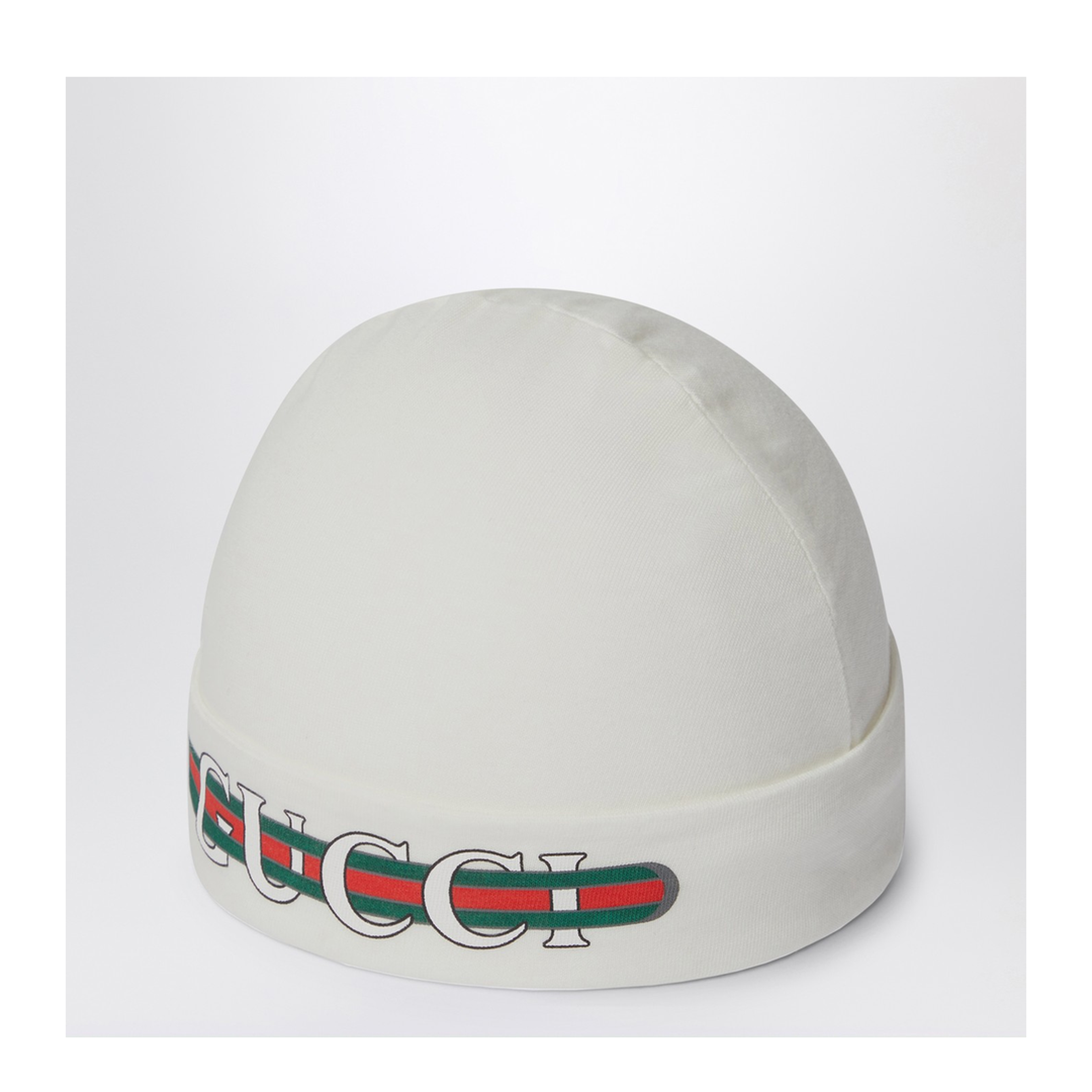 White Cap with Logo Print