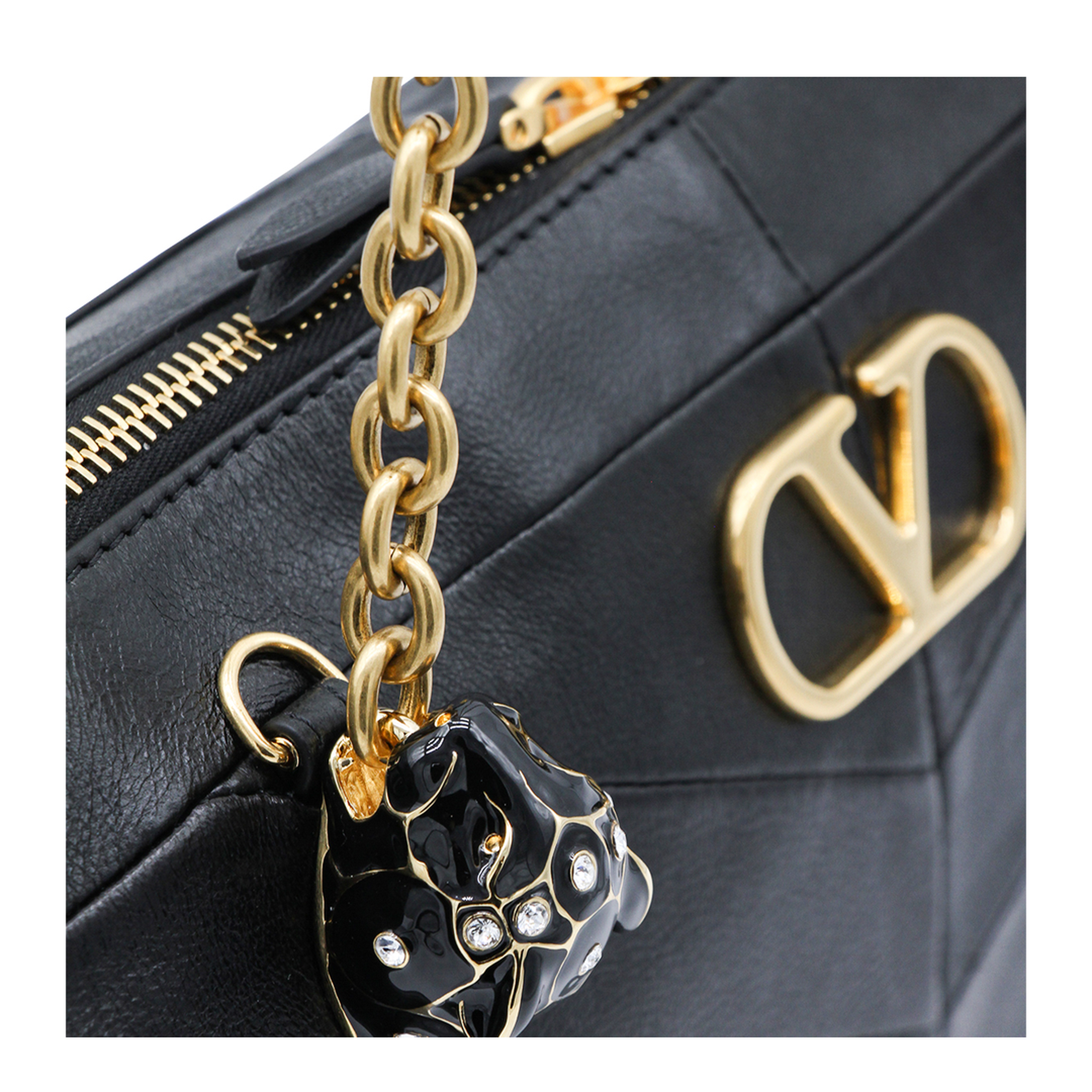 Black Leather Panthea Shopping Bag