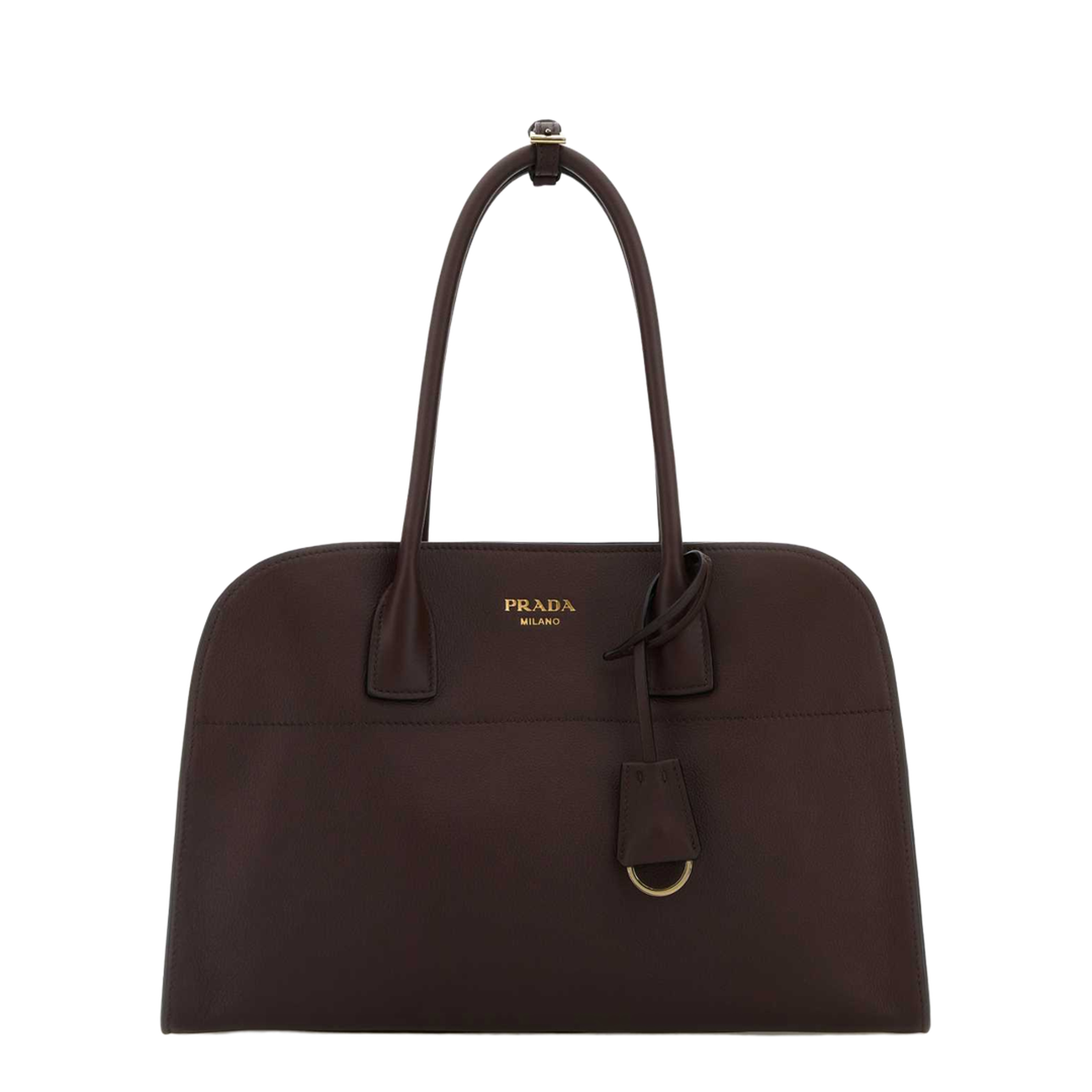 Aubergine Leather Medium Shopping Bag