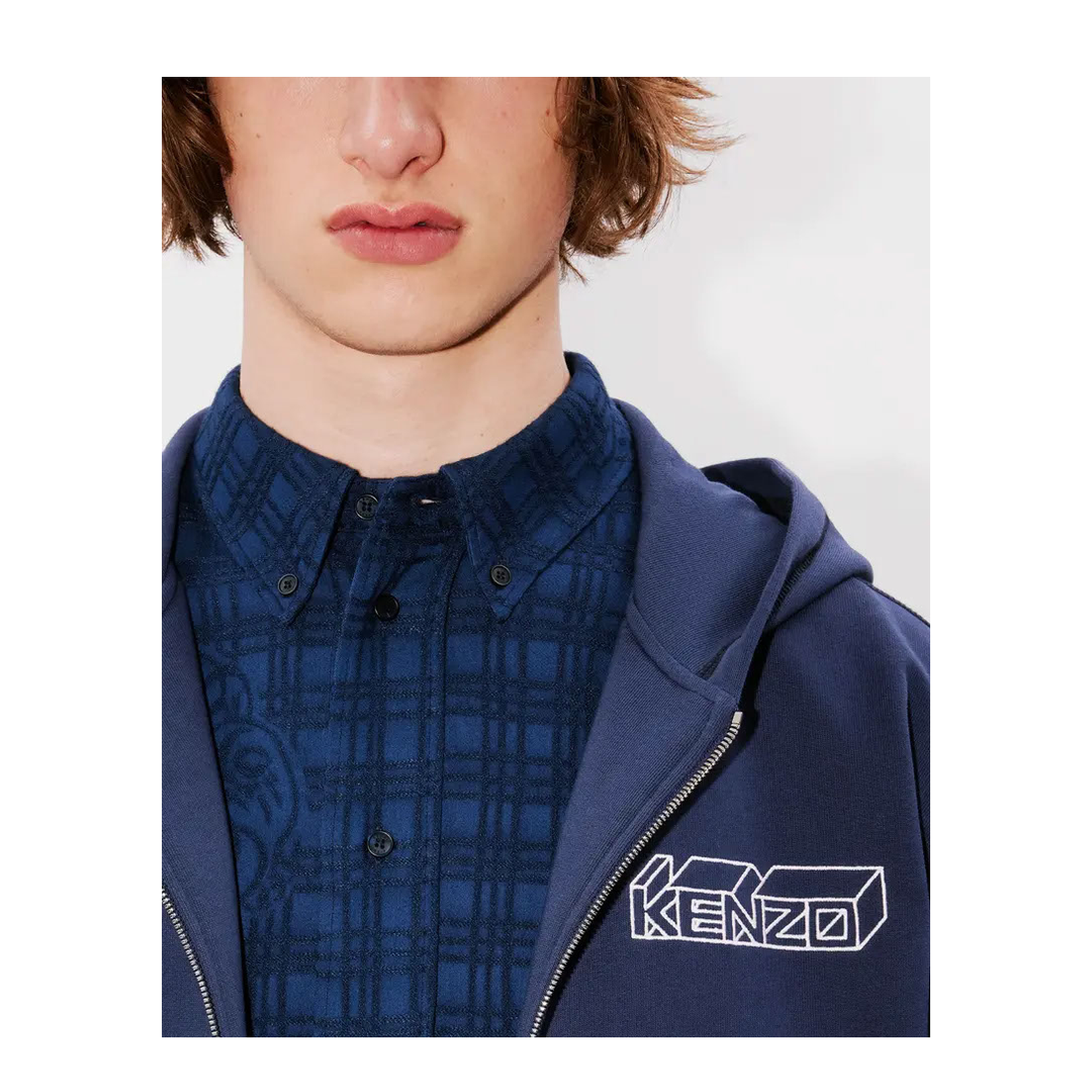 Logo Embroidered Zip-up Hoodie