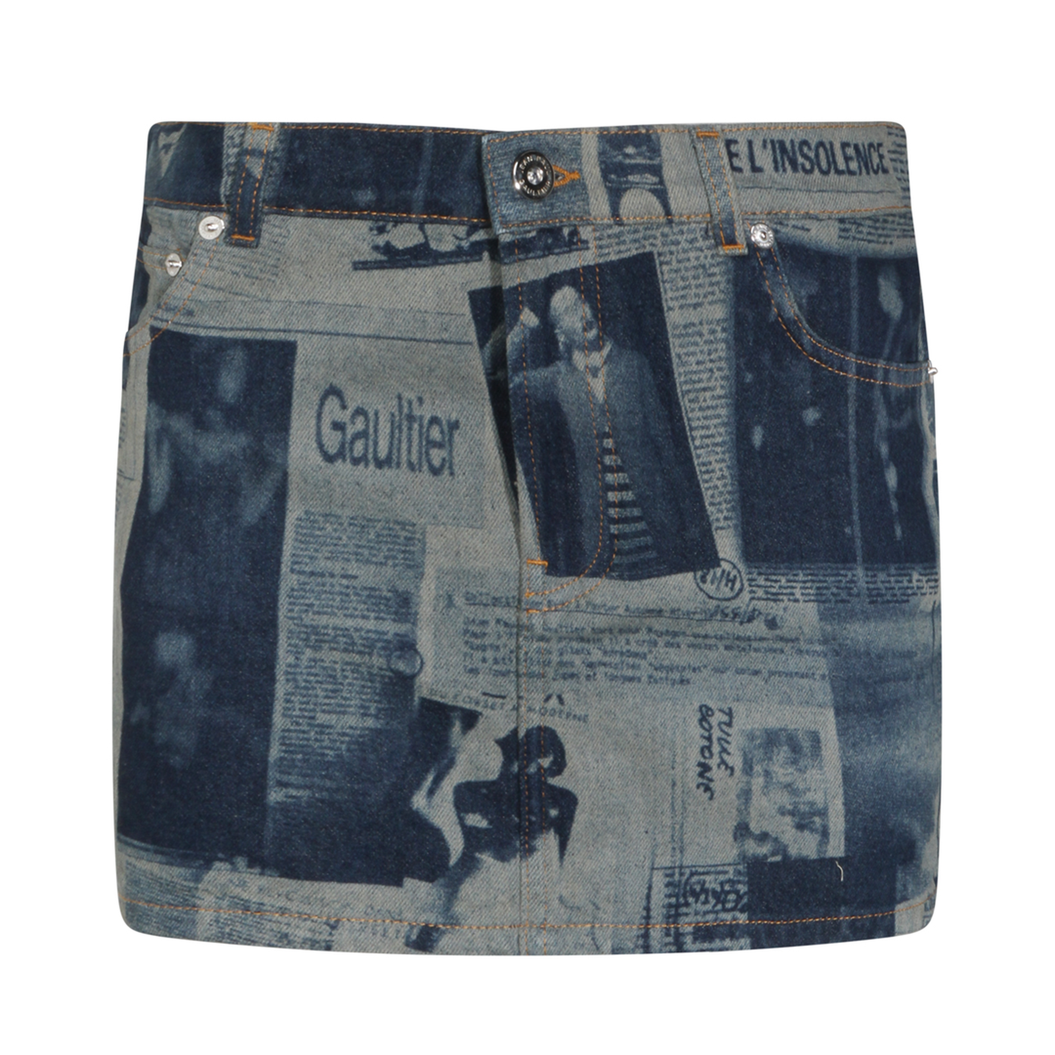 Miniskirt with Newspaper Print