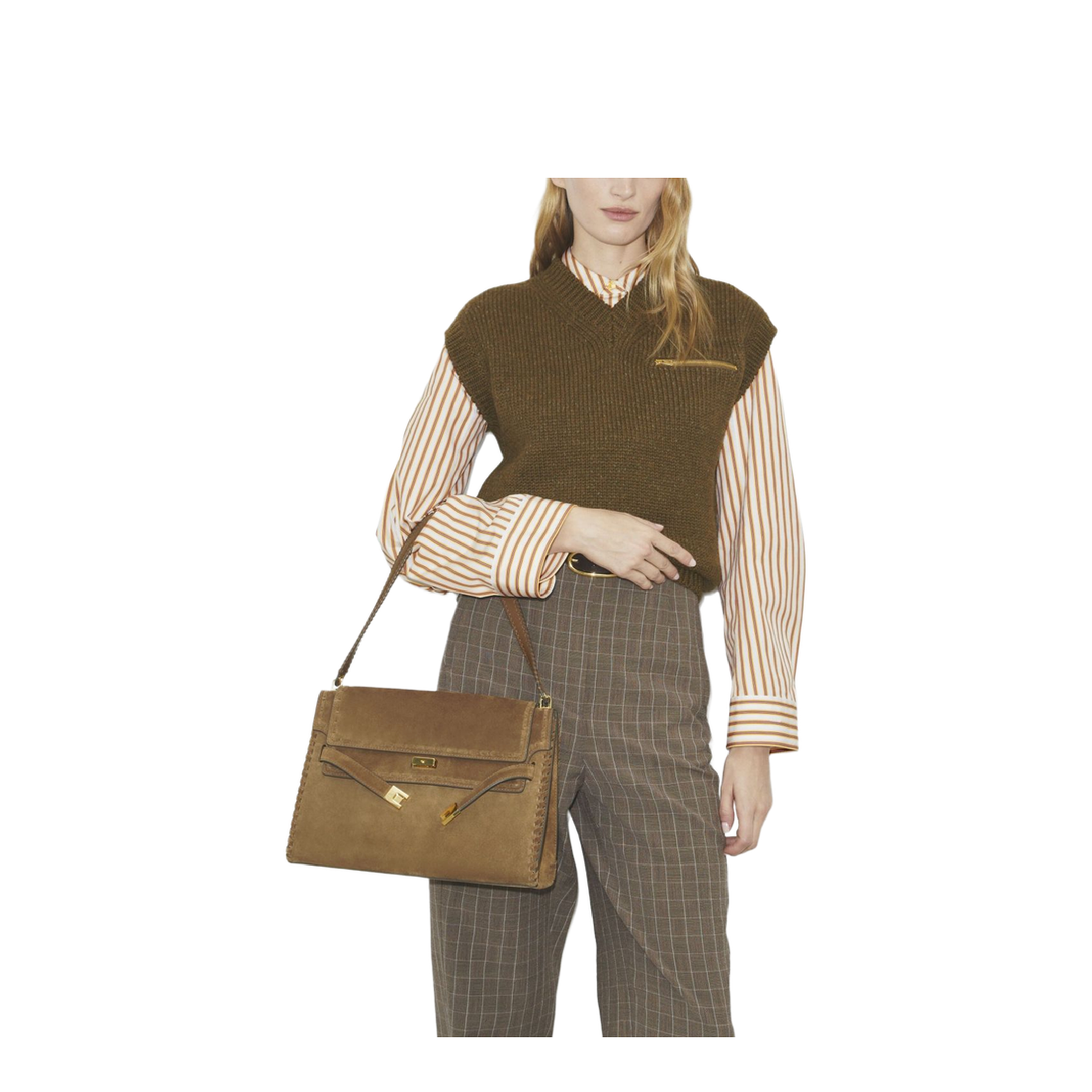 Lee Radziwill Large Suede Shoulder Bag - Wild Tabacco