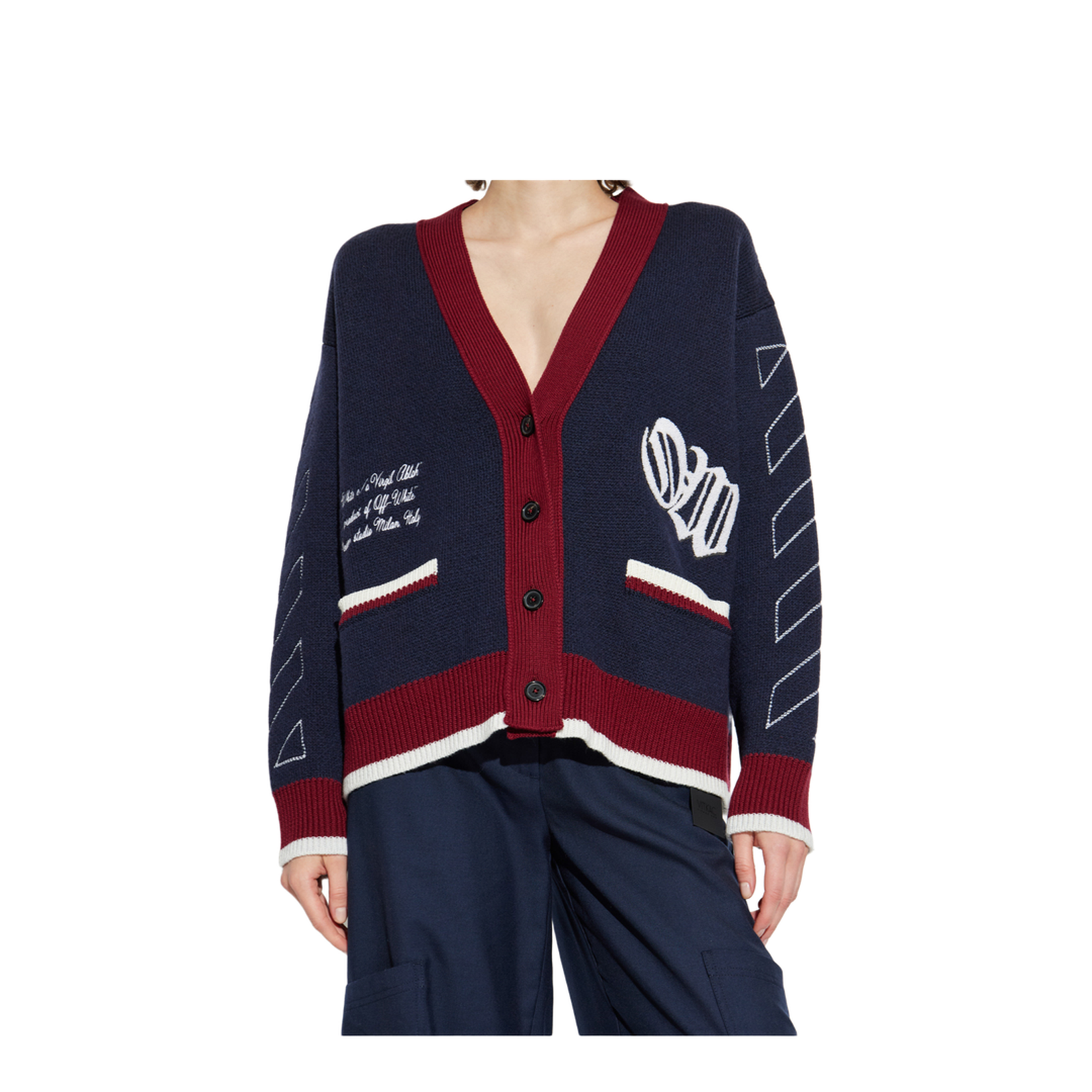 Jacquard Knit Varsity Cardigan