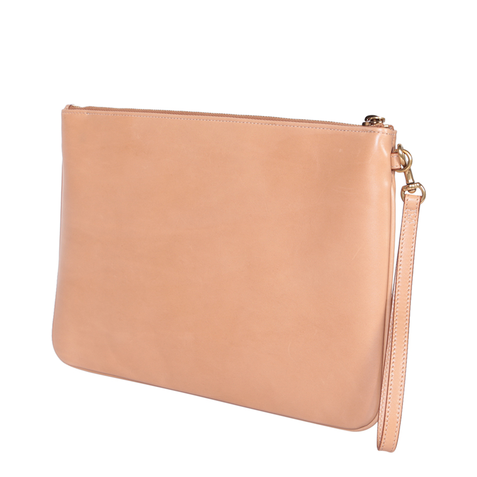 Camel Leather Clutch Bags - Brown