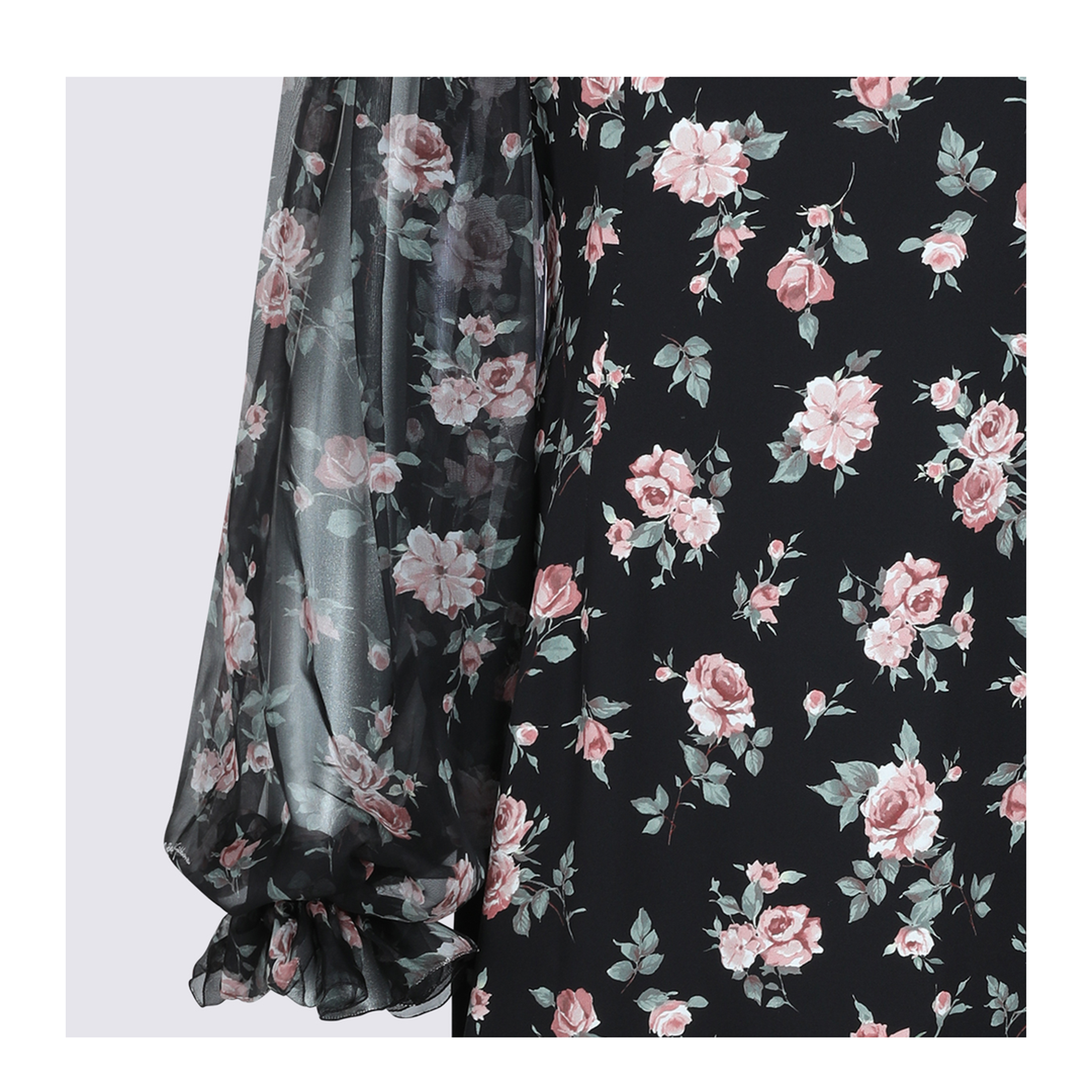 Vintage Roses-Print Charmeuse Dress