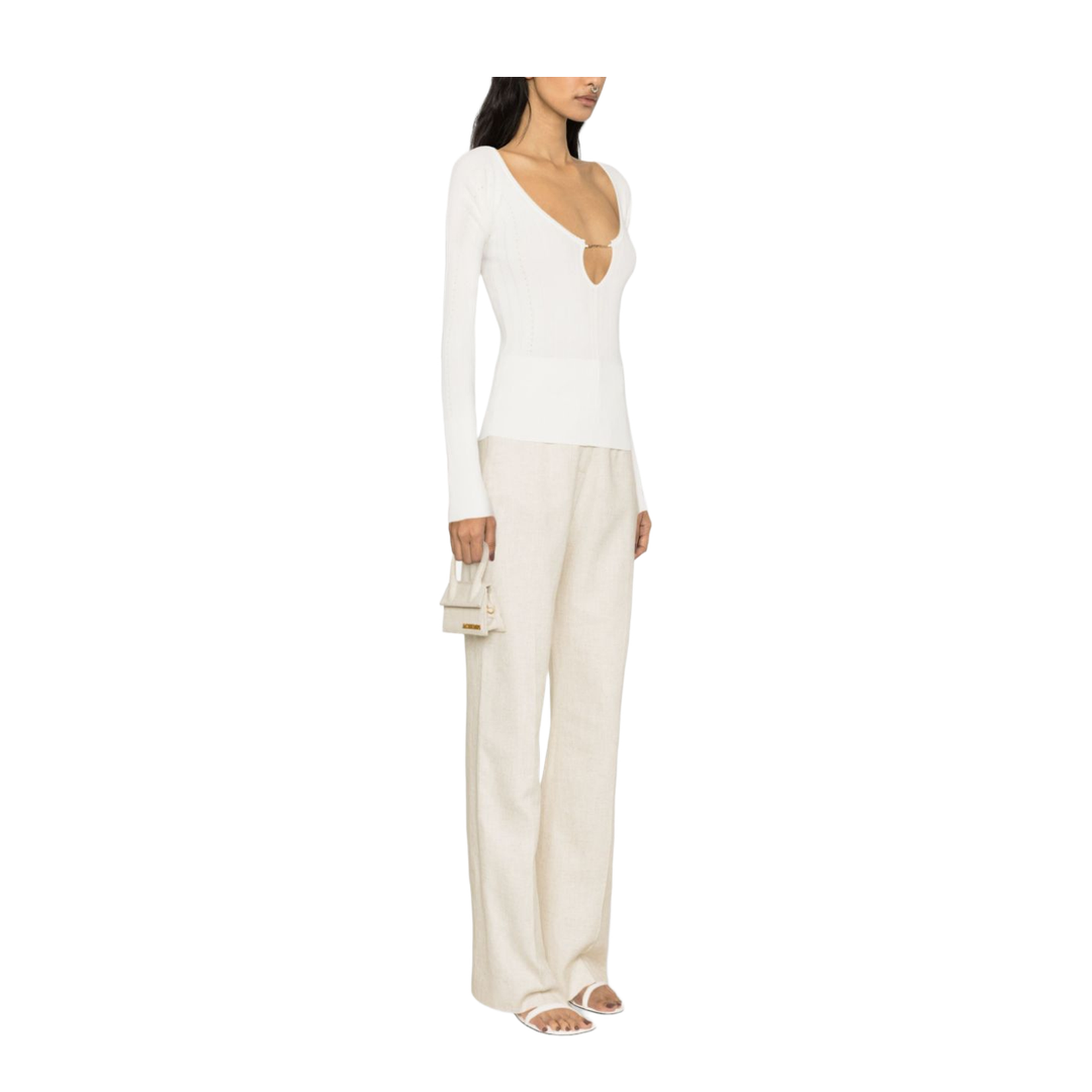 Off-White Ribbed Knit Top