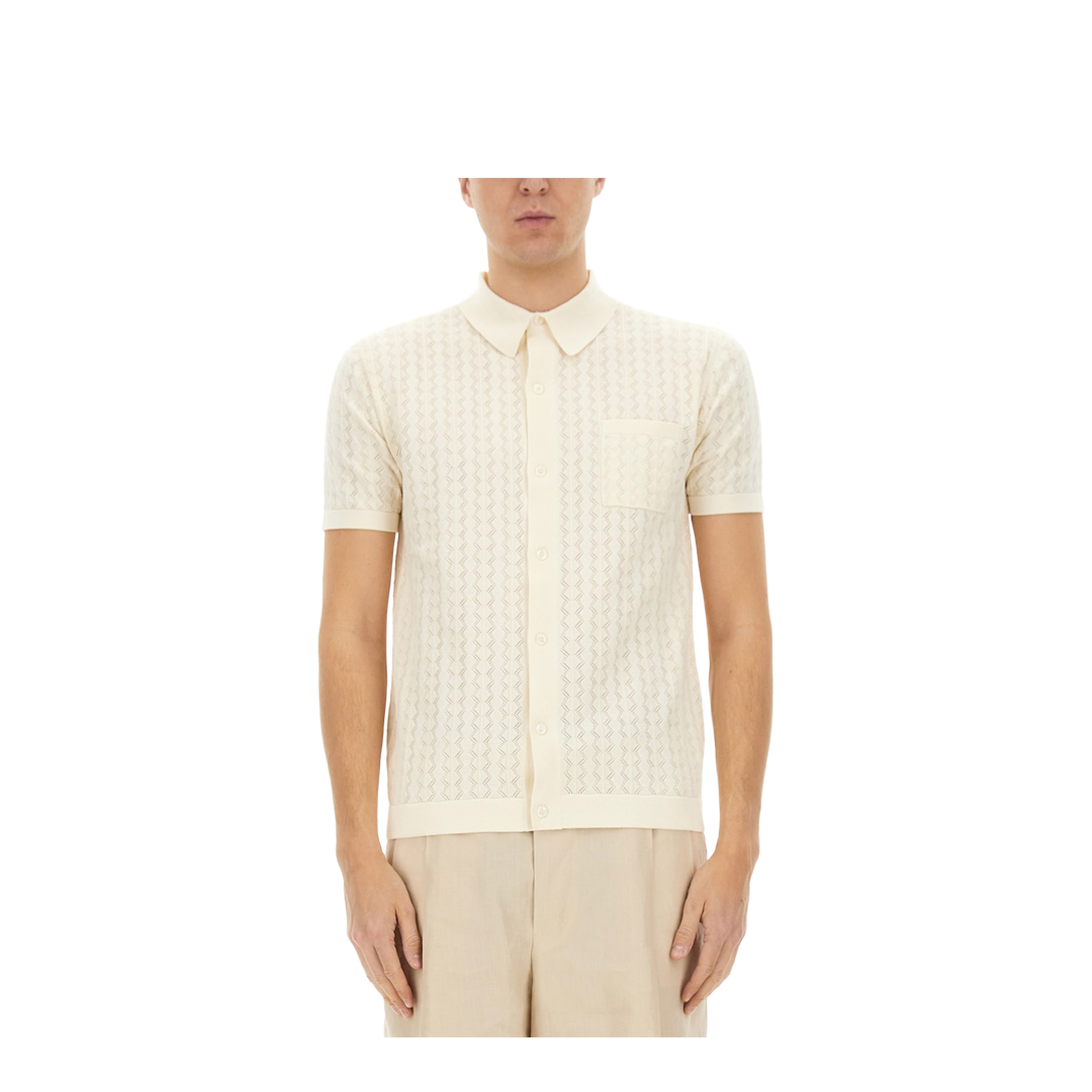 Perforated Cotton Knit Shirt