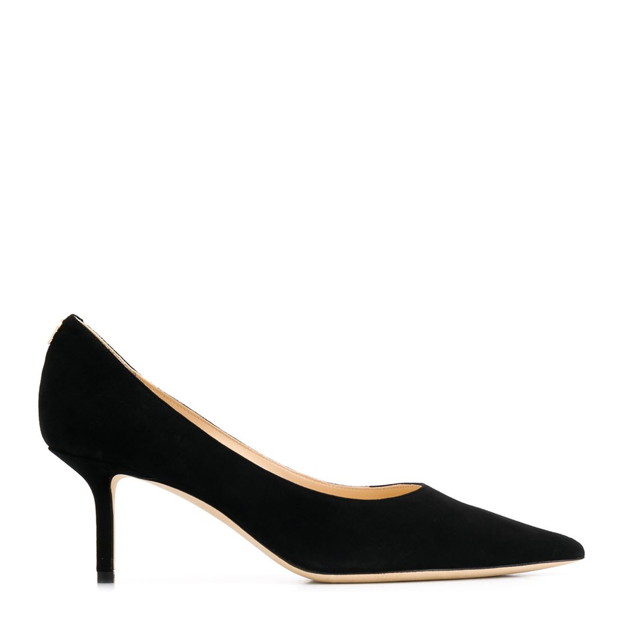 Black Suede Pointed Pumps with Emblem