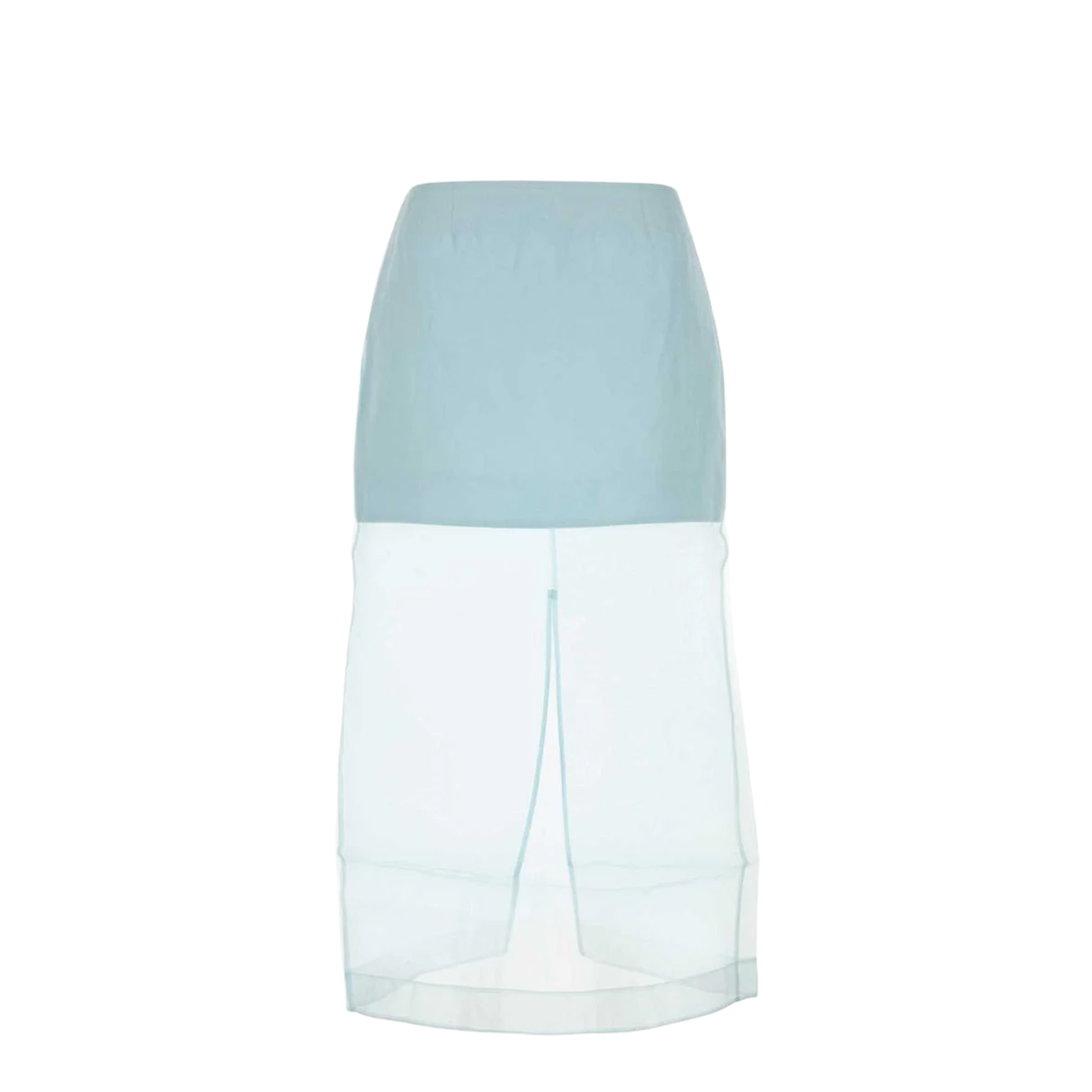 Pastel Light Blue Organza Crush Layered Skirt