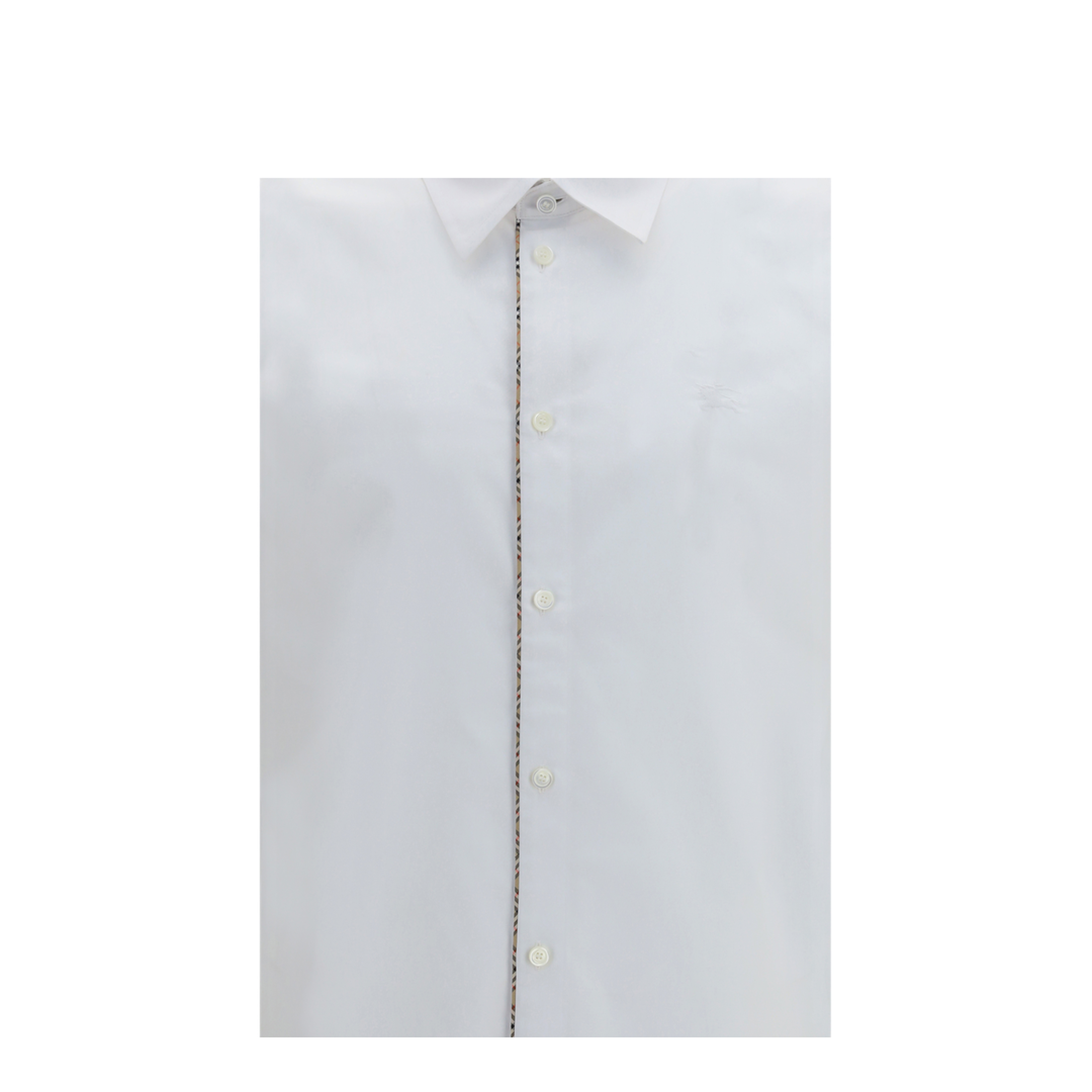 MAYFEYR - Burberry - Cotton Shirt With Check Trims - 8127274