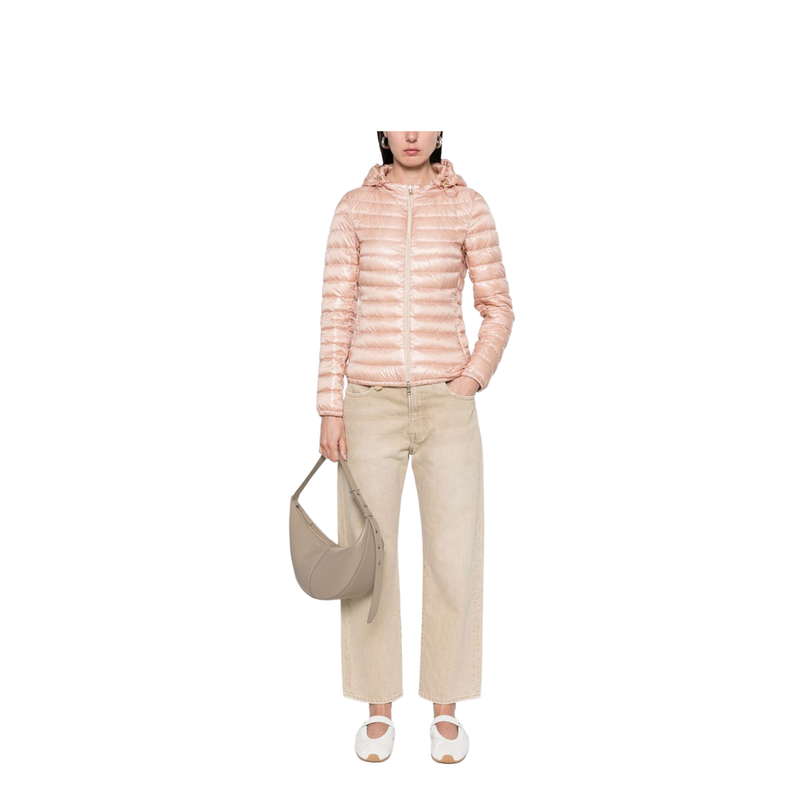 Pink Nylon Short Down Jacket