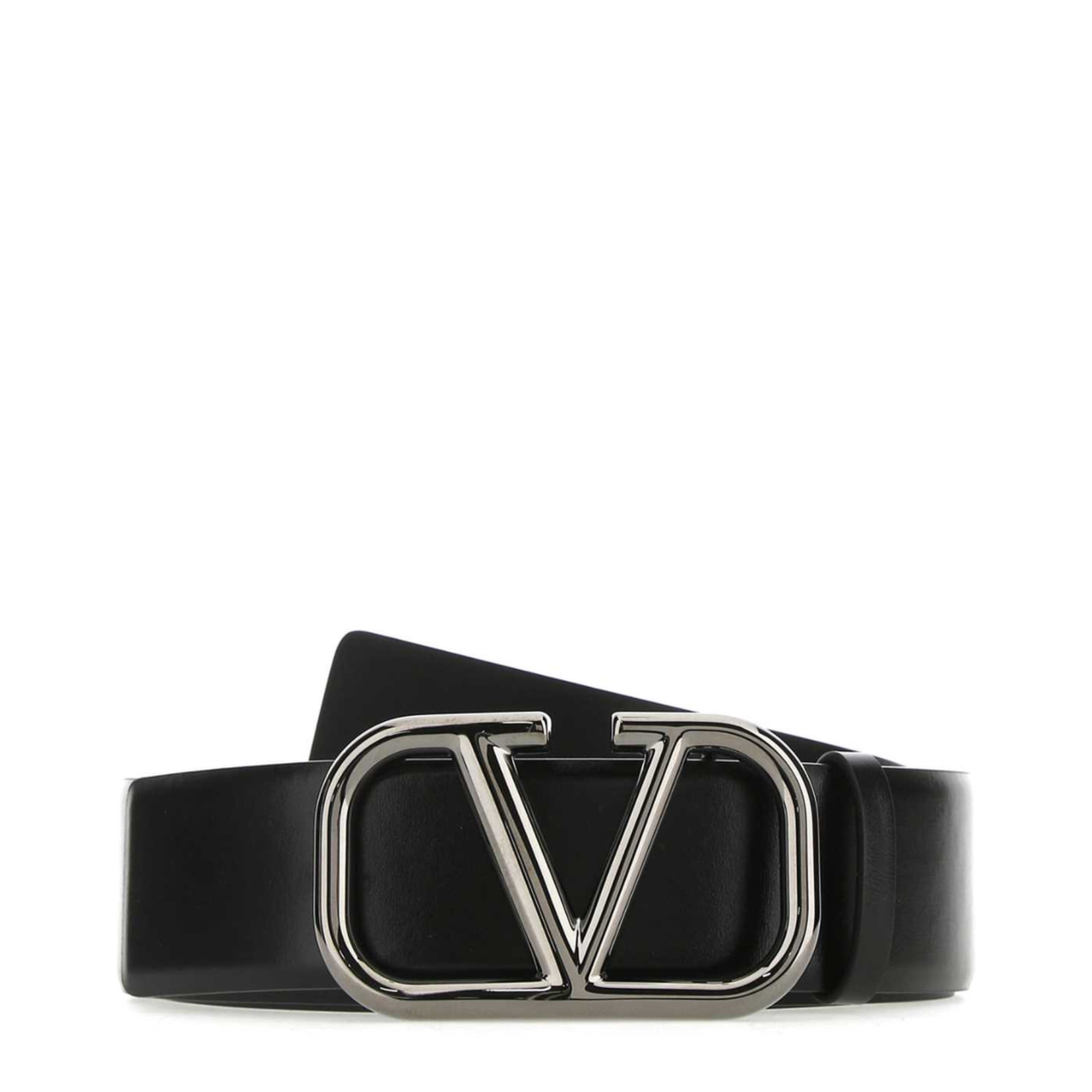 Black Leather VLogo Signature Belt