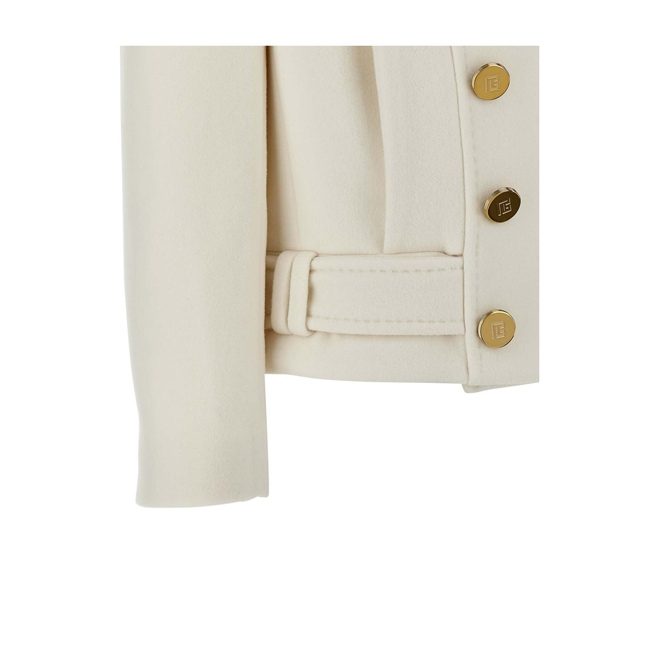 Cropped Wool Reefer Jacket White