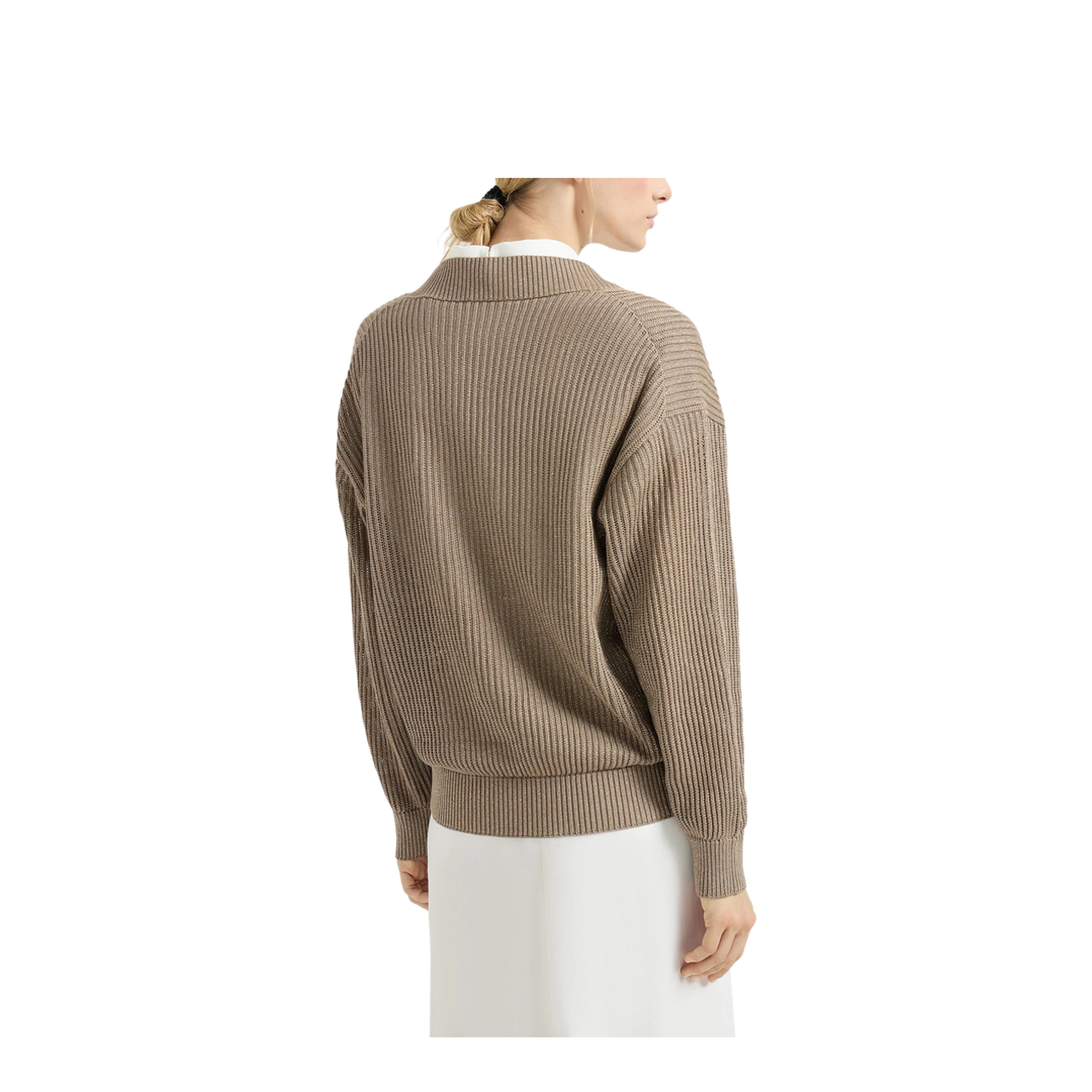 Sparkling Cotton Ribbed Net Sweater