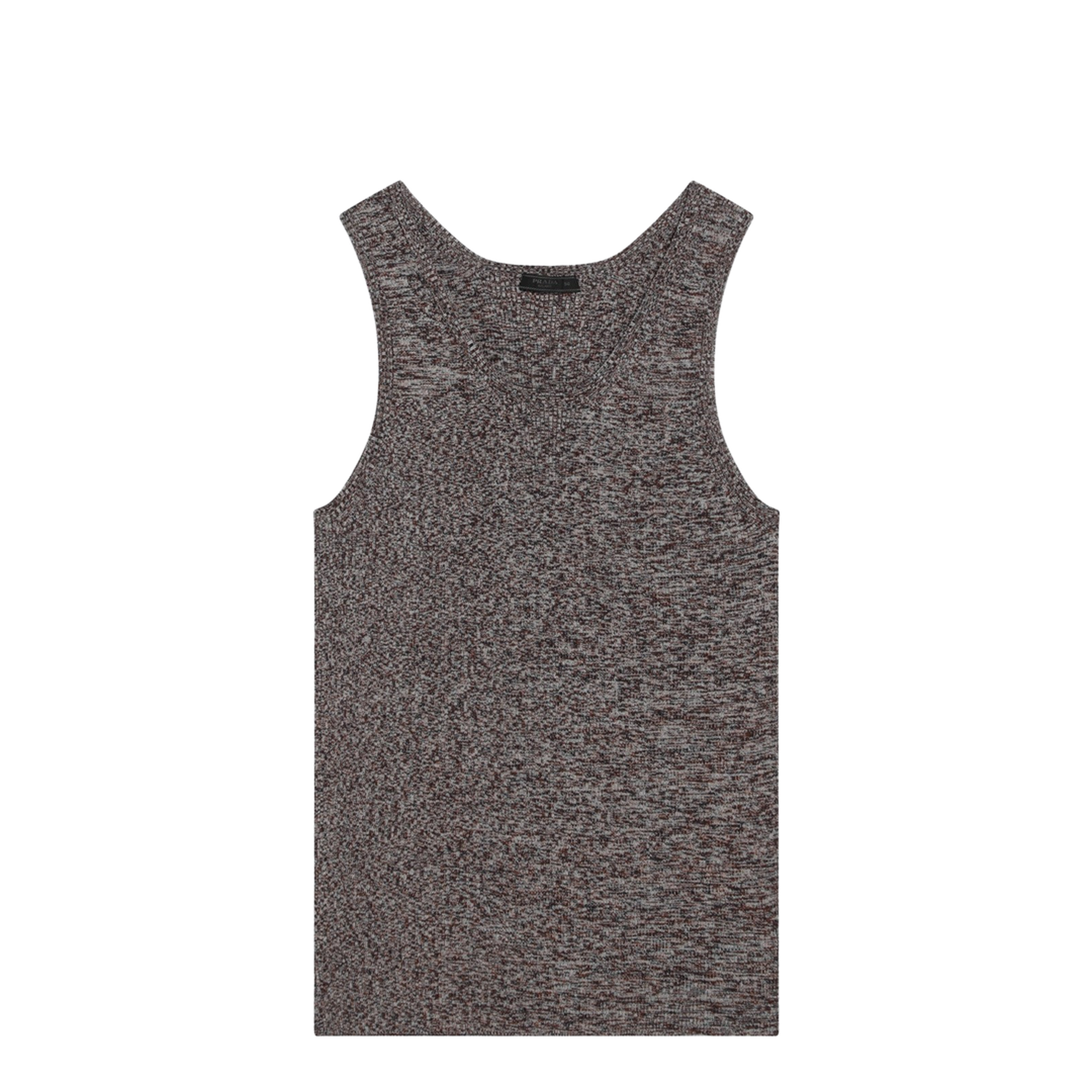 Ribbed Tank Top with Blue Brown Pattern