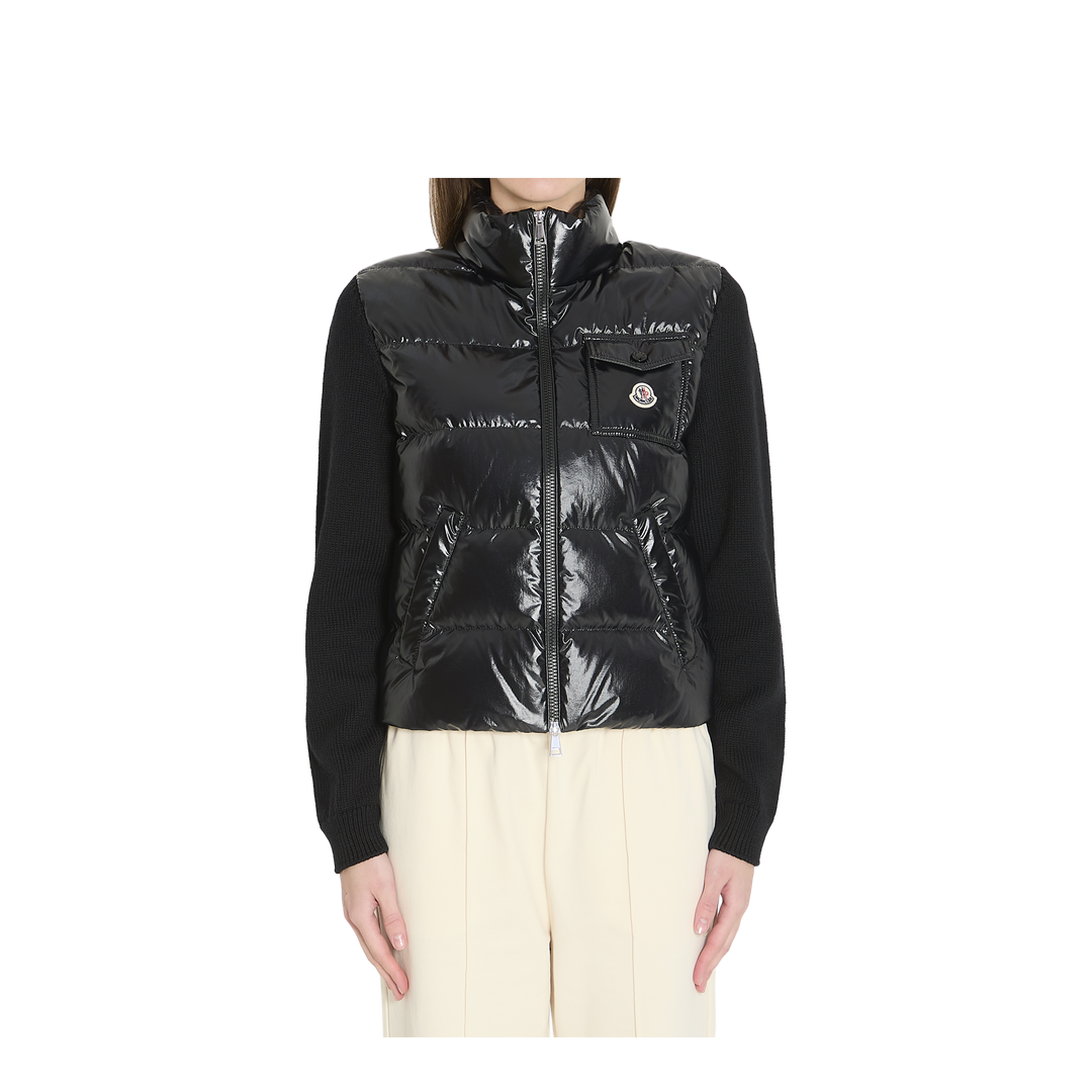 Padded Zip-Up Wool Cardigan