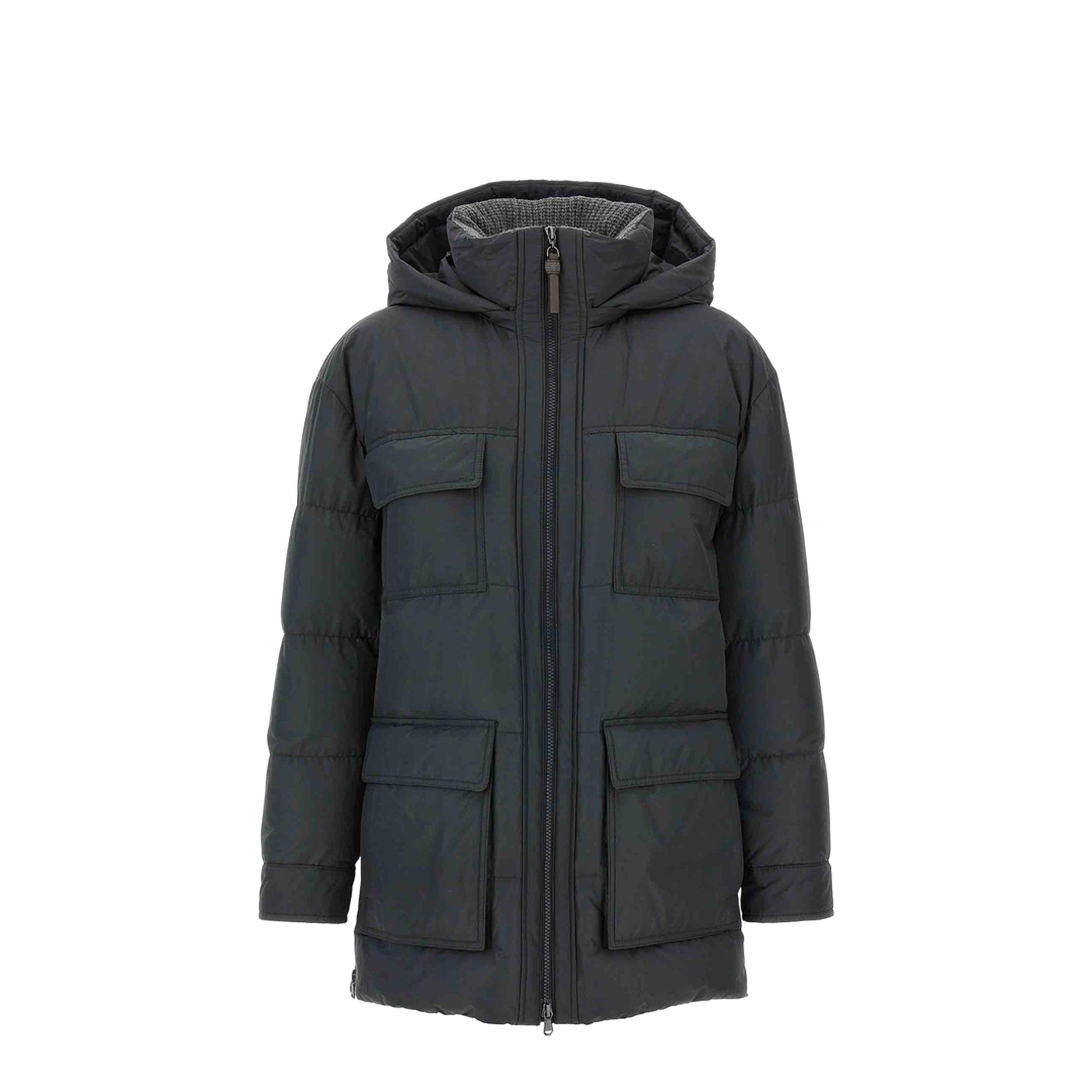 Knitted Neck Down Jackets Gray