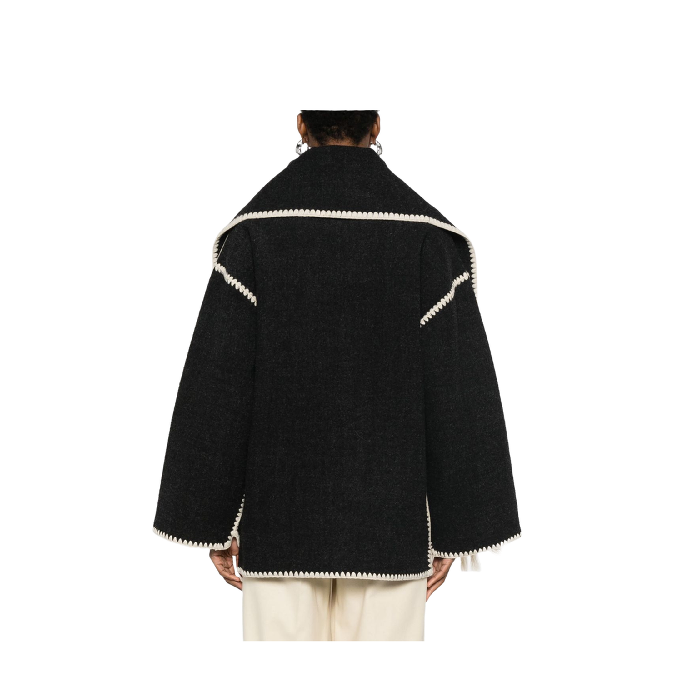 Embroidered Scarf Jacket - Dark Grey