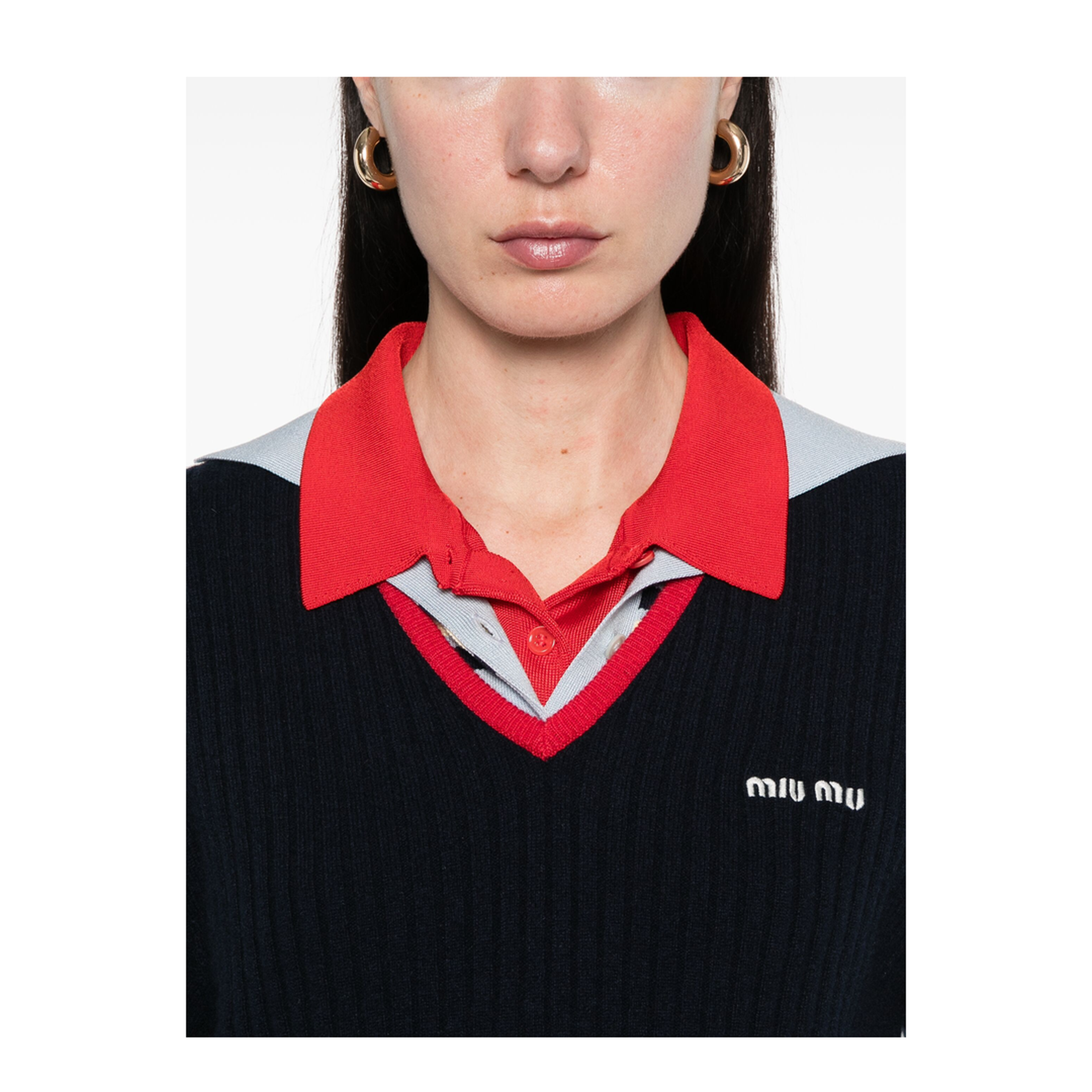 MAYFEYR - Miu Miu - V Neck Cashmere Sweater - MMLA33SOOO1580F059F