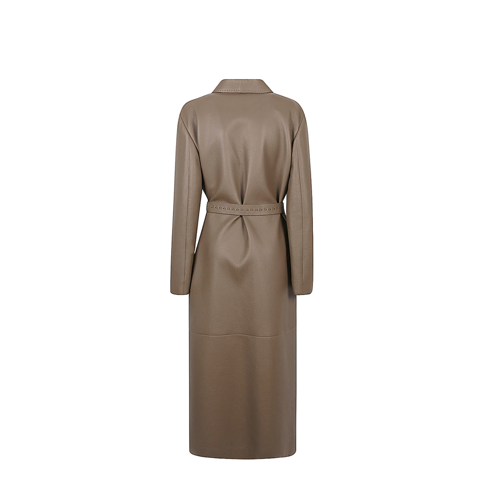 Long Wrap Coat Leather Green