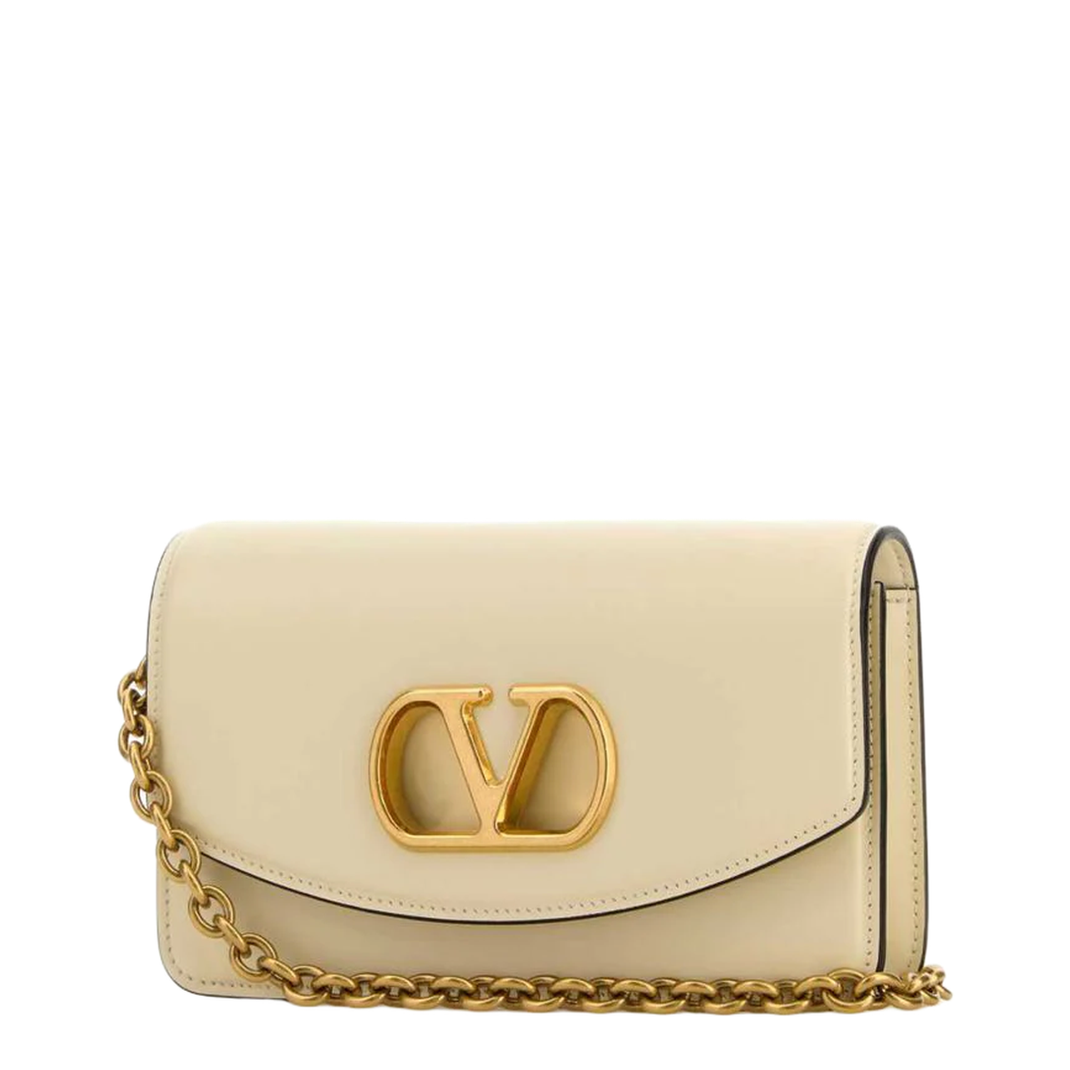 Ivory Leather Vlogo Signature Shoulder Bag