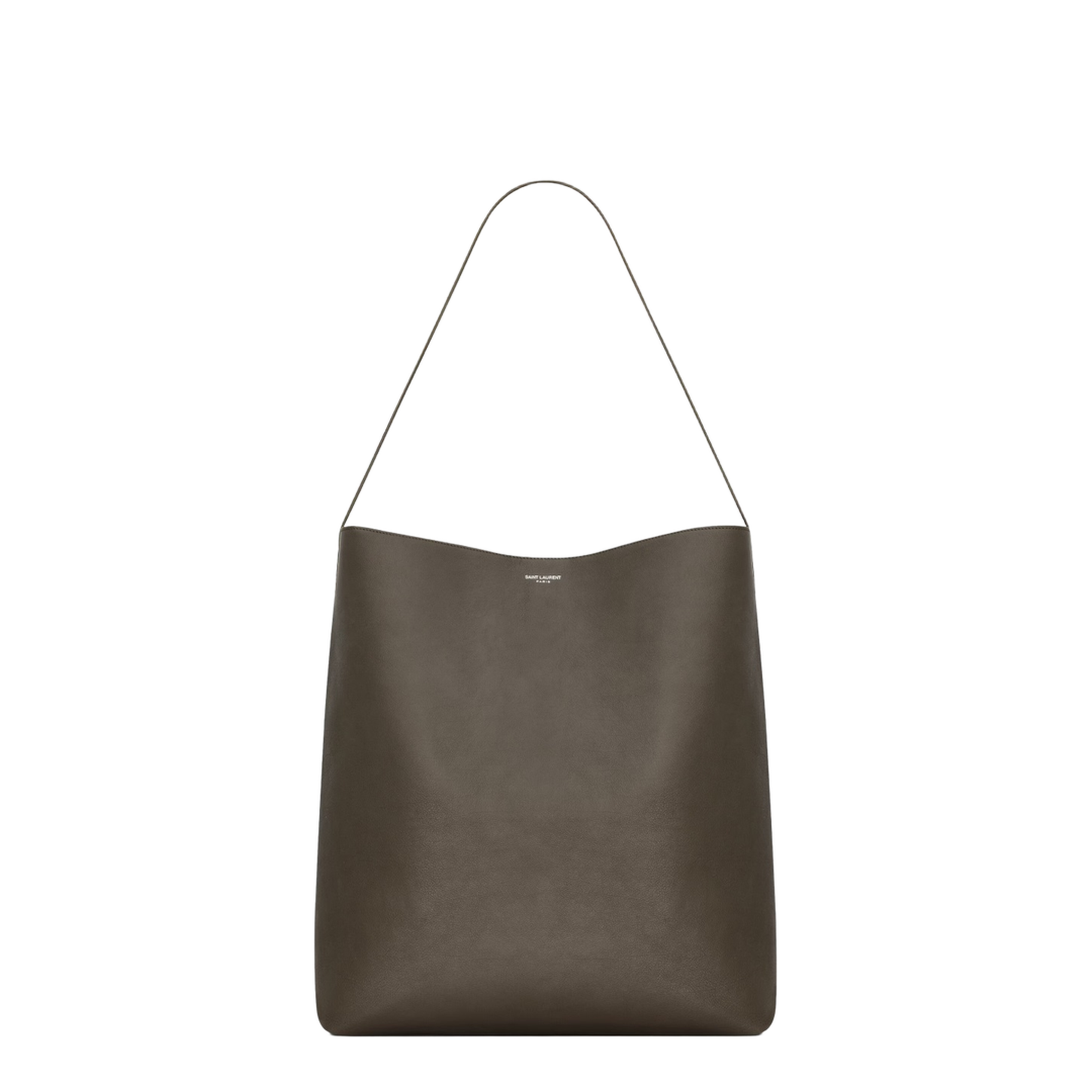 Bold Hobo Bag in Leather in Grey & Silver