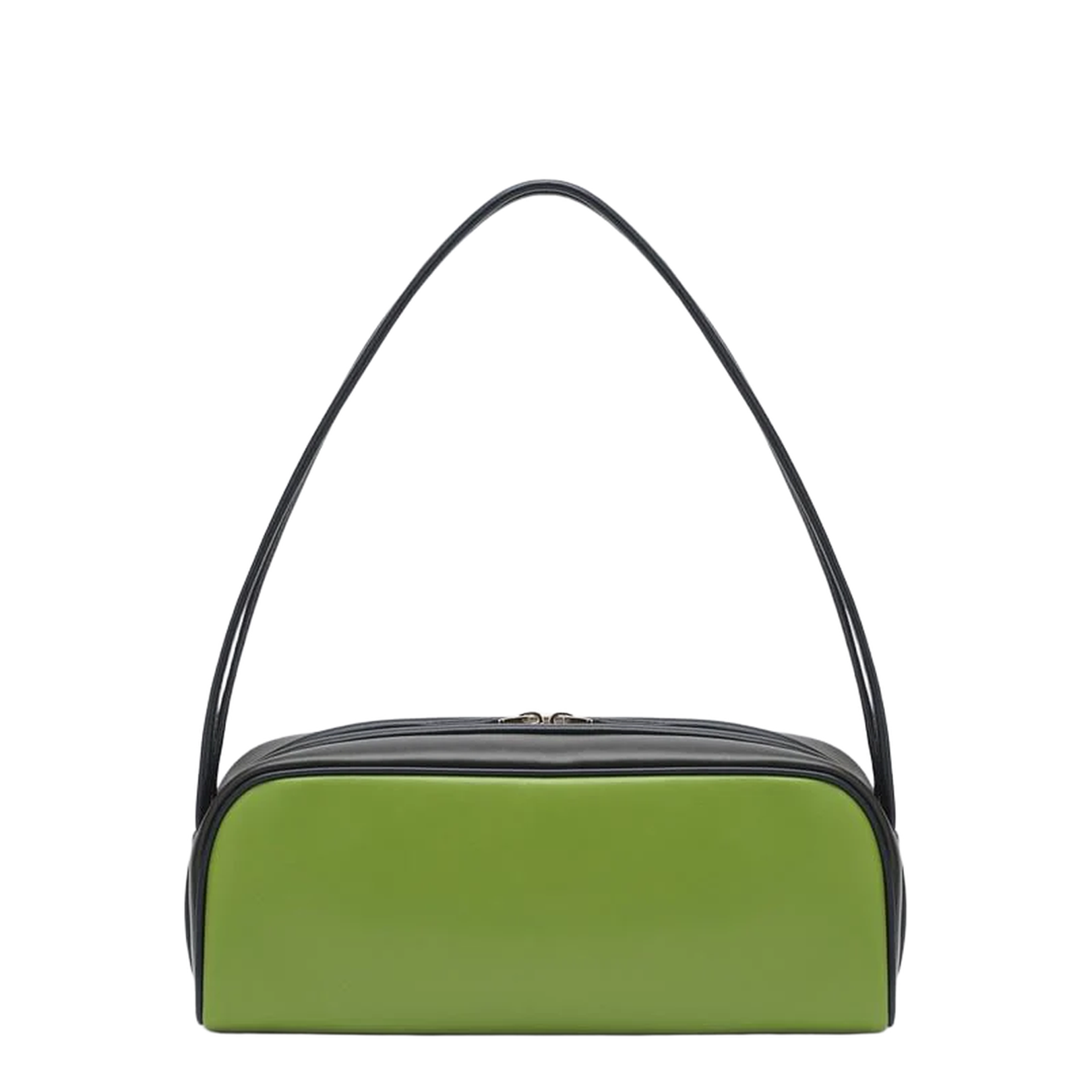 Ebony and Green Leather Shoulder Bag