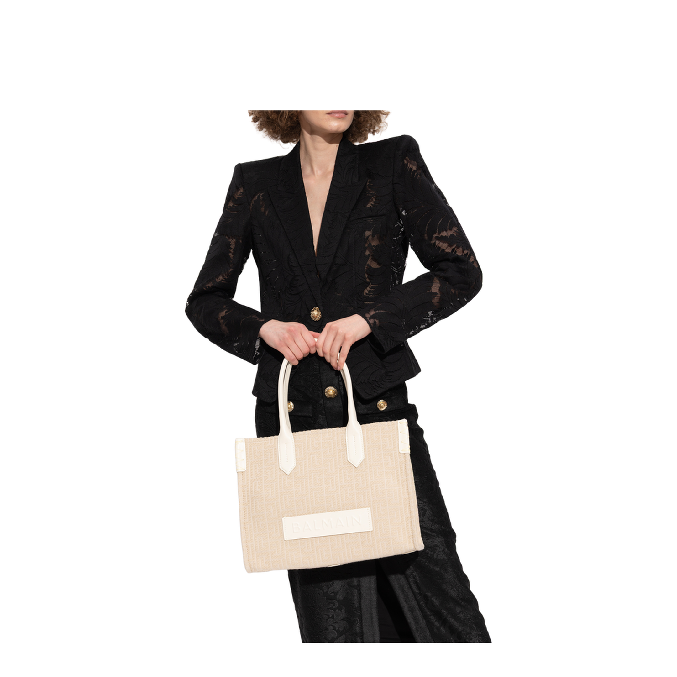 B-Army 36 Monogrammed Canvas Jacquard and Leather Tote Bag