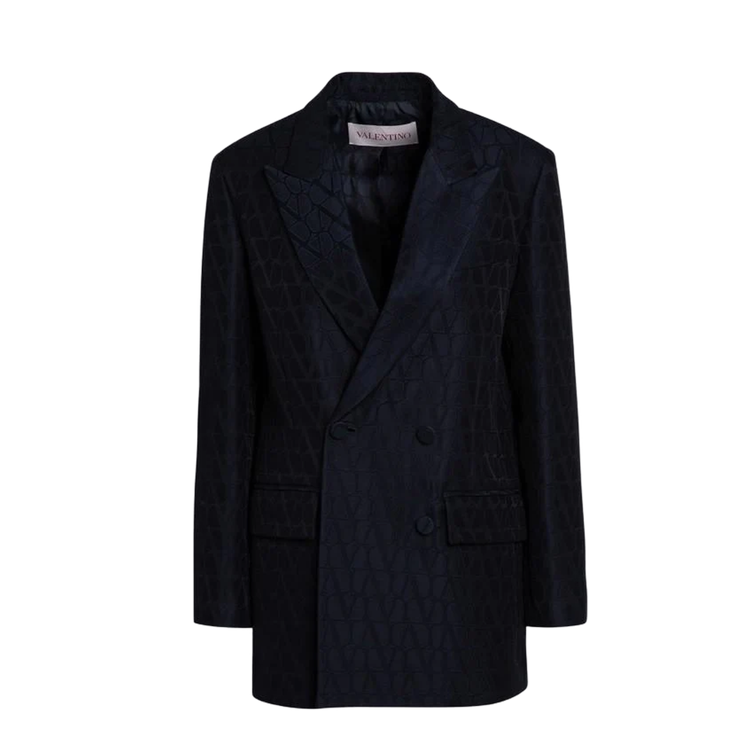 Garavani Navy Double-Breasted Jacket Toile Iconographe