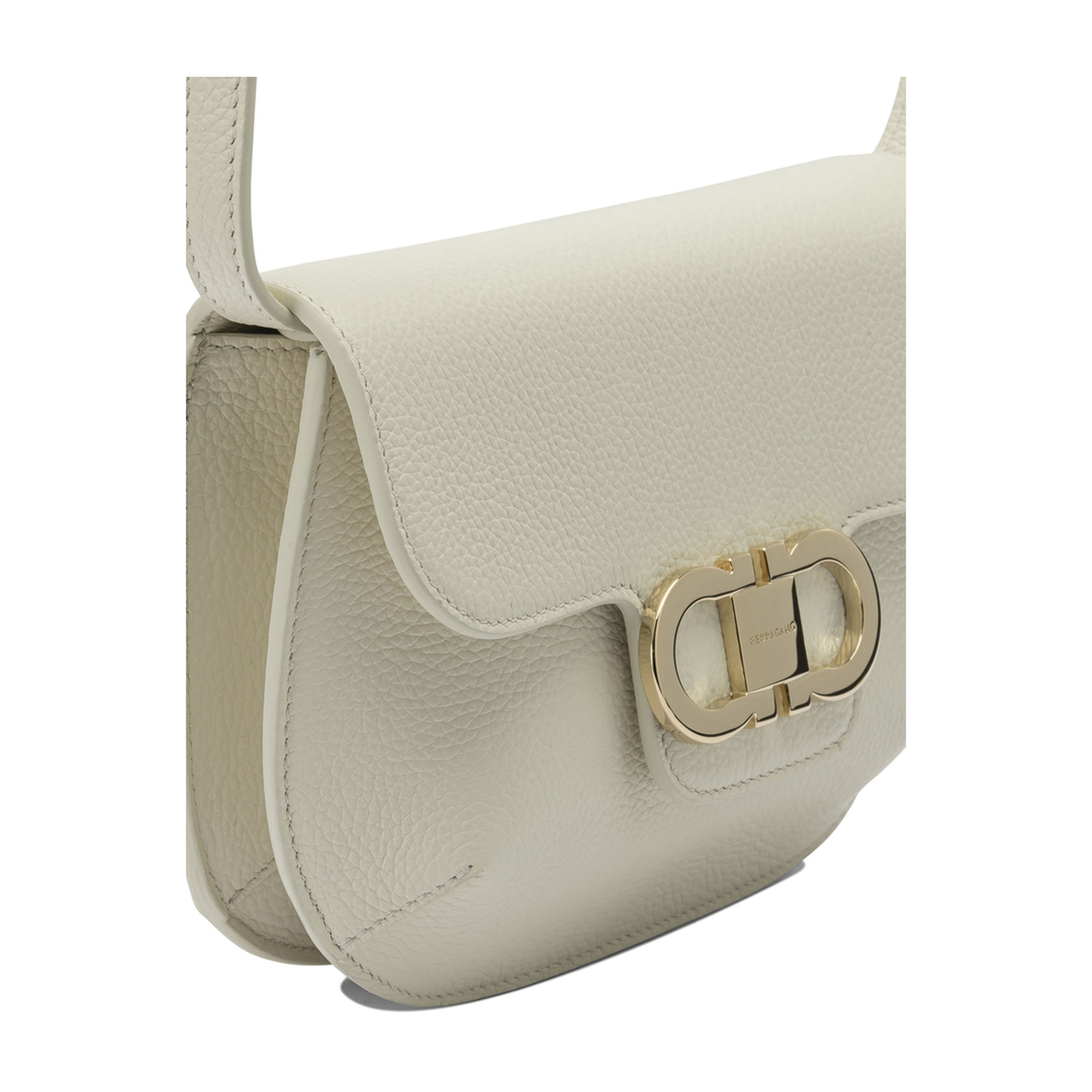 Lizzy Small Hammered Calfskin Crossbody - White