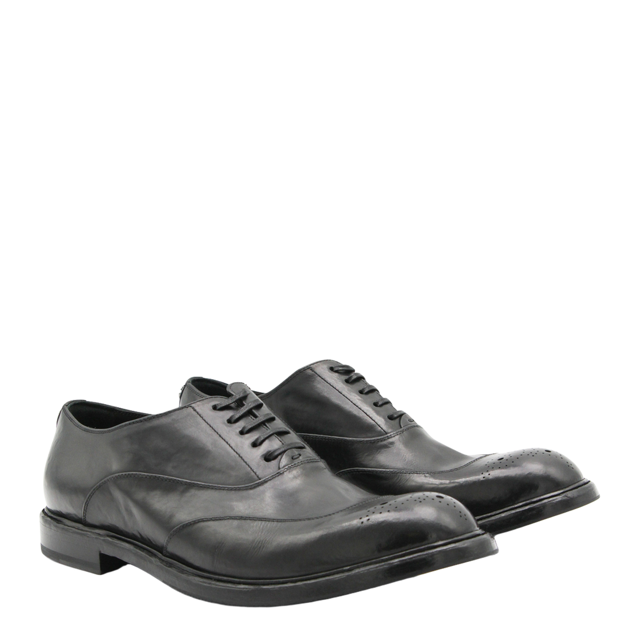Washed Black Calfskin Lace-Up Shoe