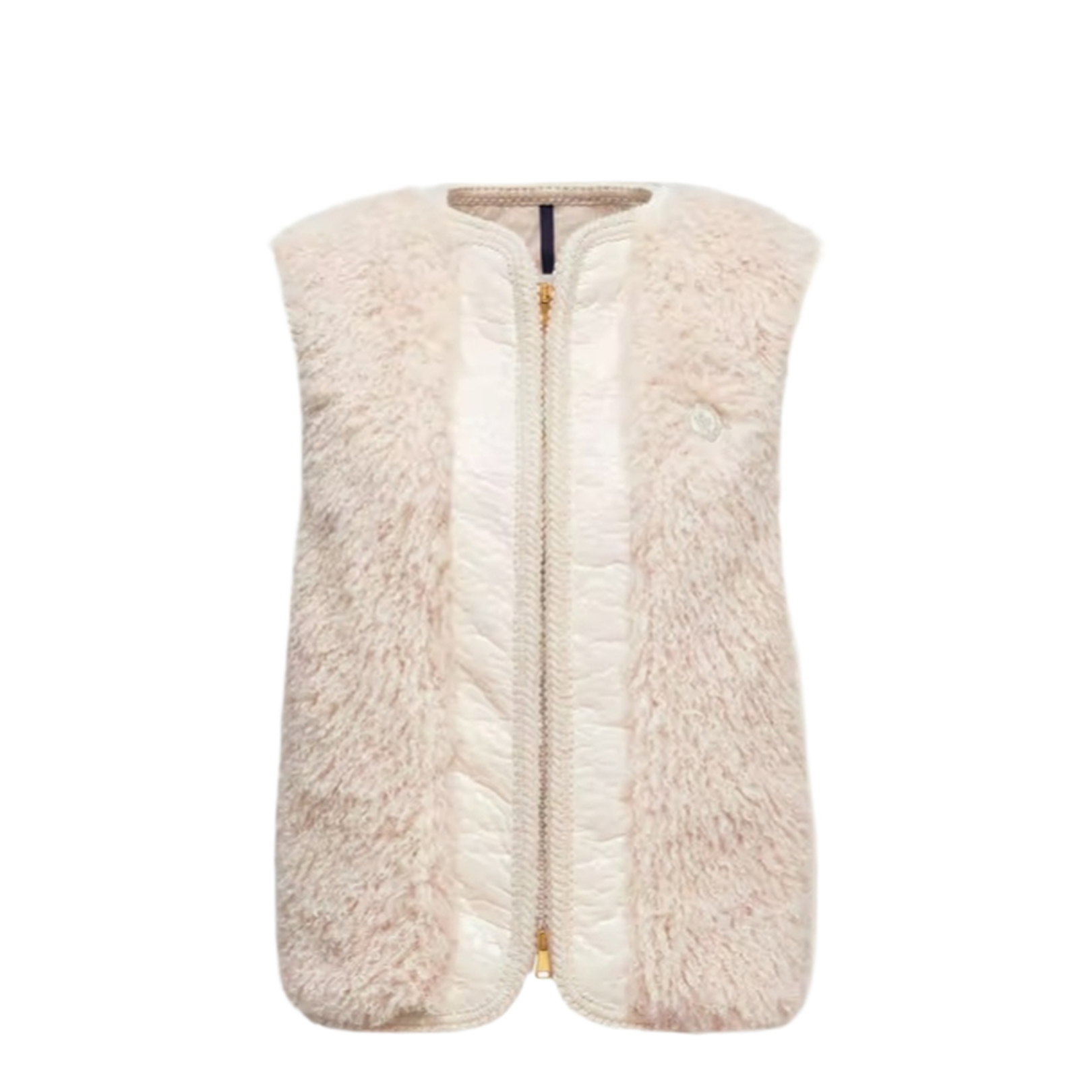 Light Beige Tournel Teddy Padded Gilet